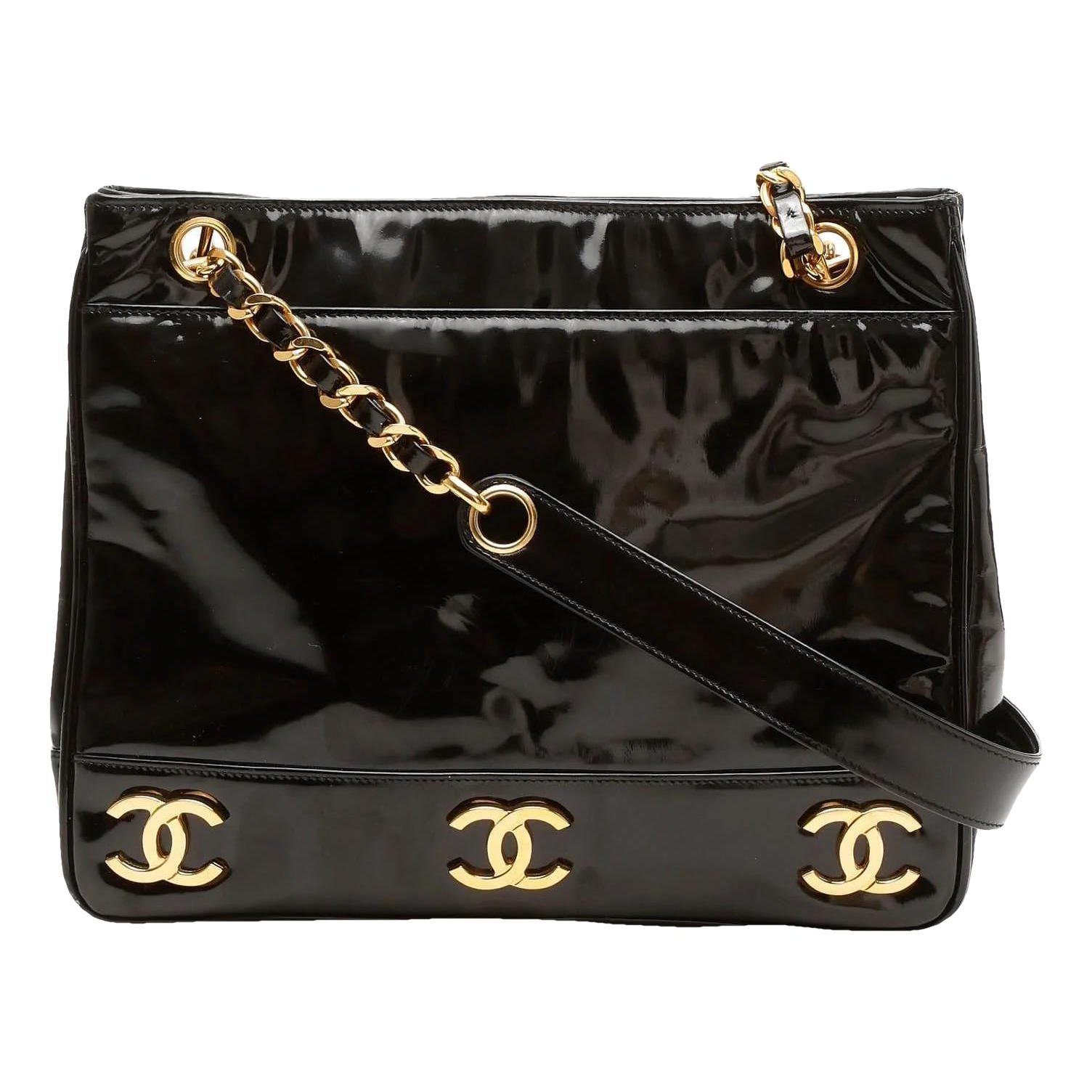Vintage CC Chain patent leather tote
