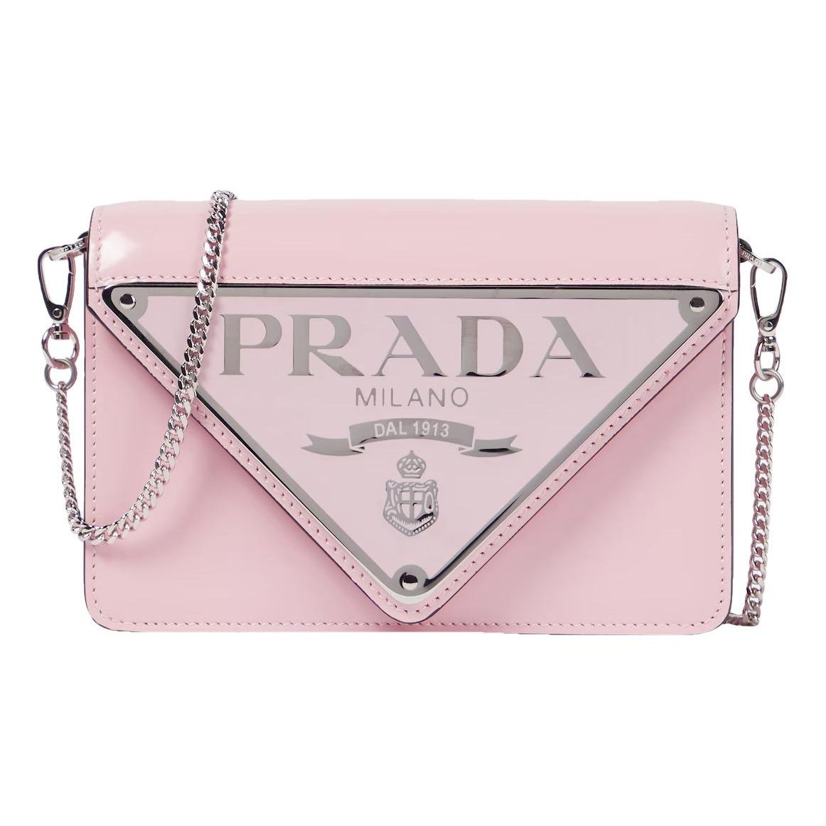 Triangle patent leather handbag