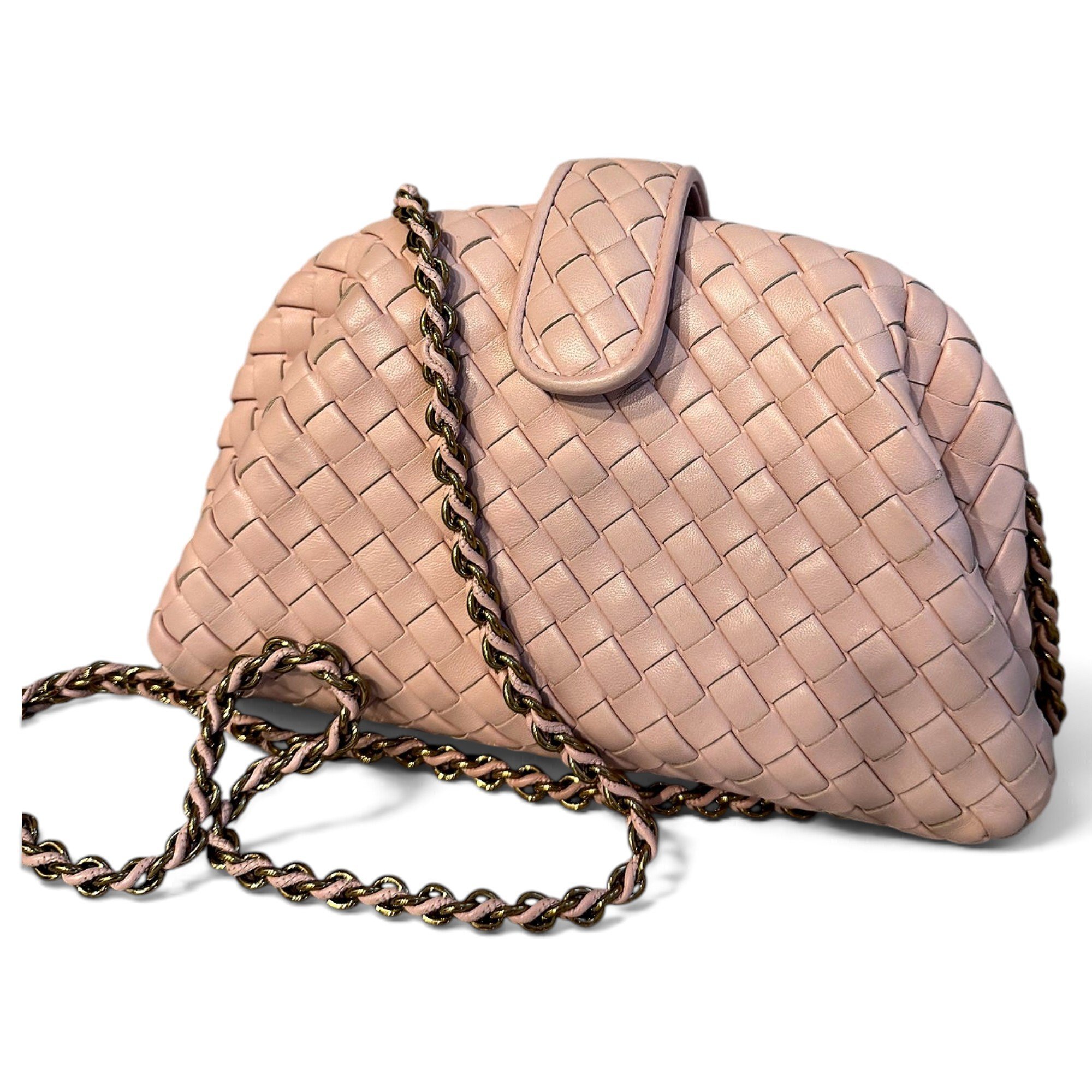 Clip leather handbag