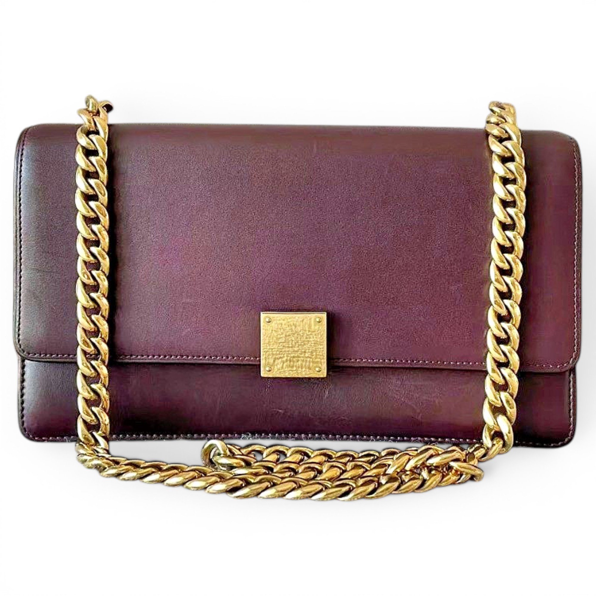 Case flap leather handbag
