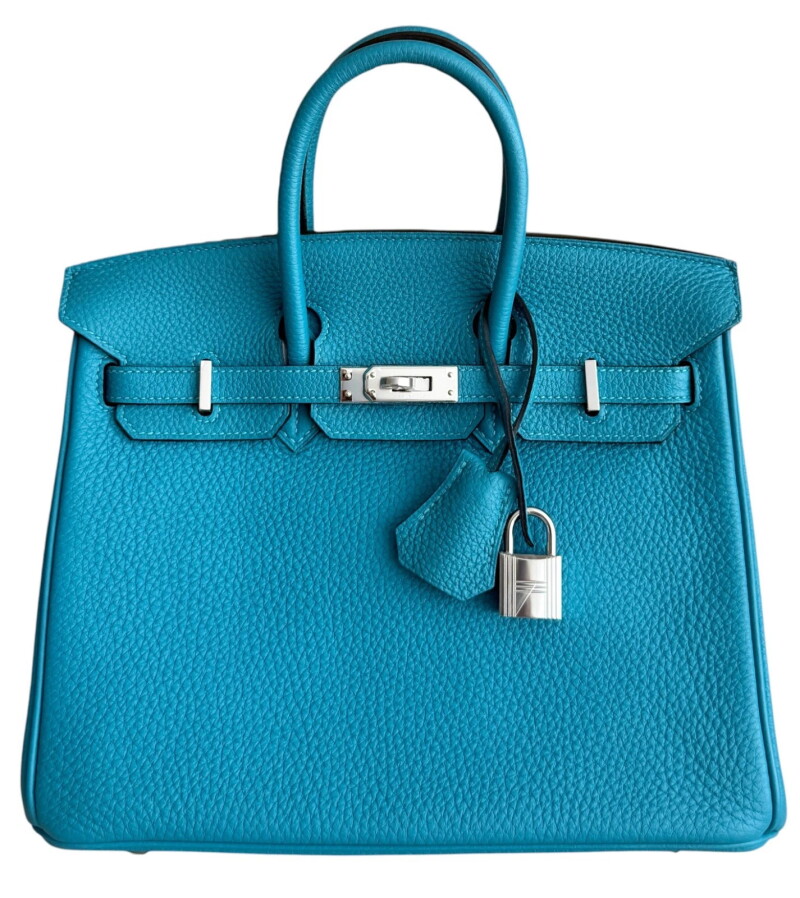 Turquoise Togo Birkin 25 Palladium Hardware, 2014