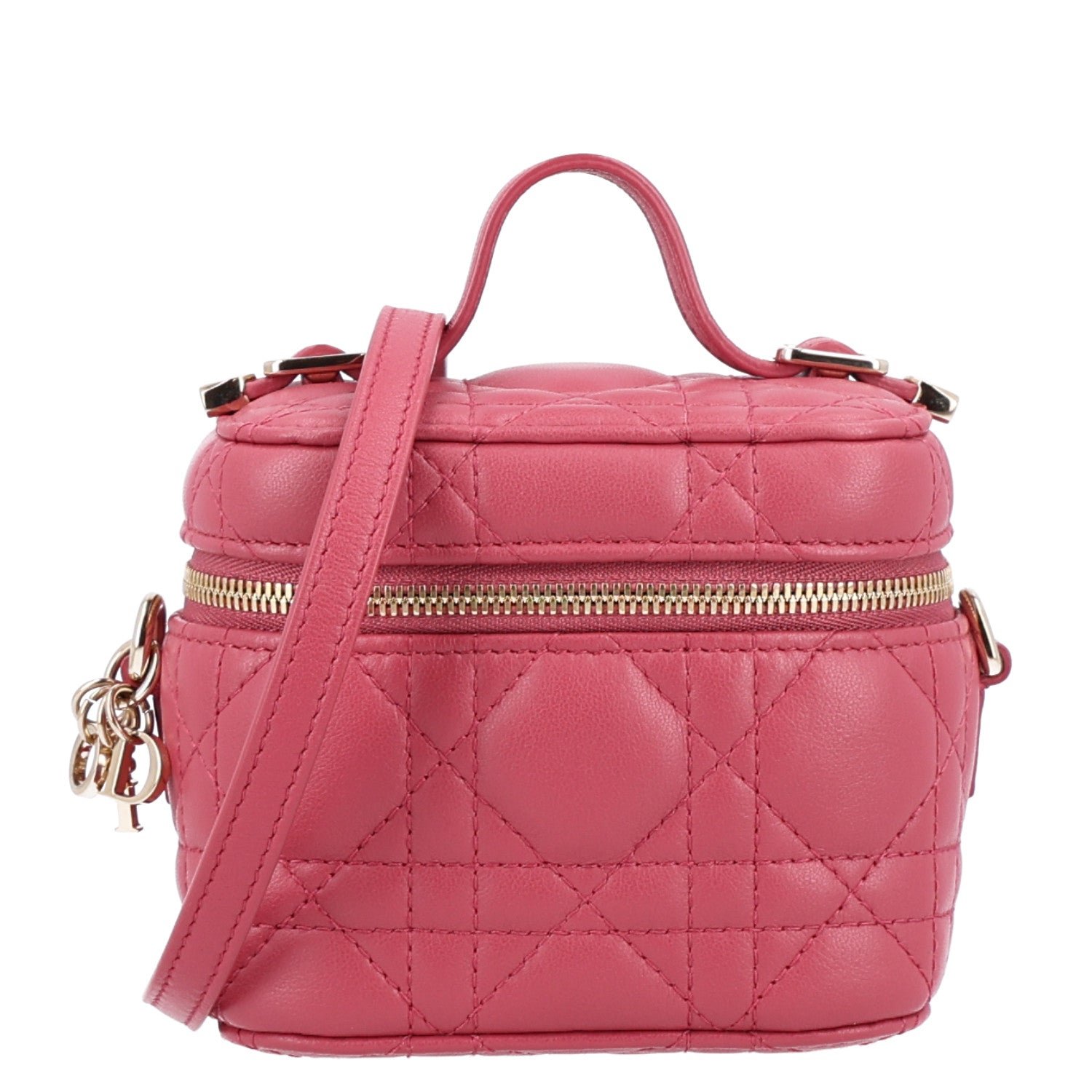 Christian Dior Lambskin Cannage Micro Vanity Case Strawberry Pink