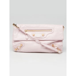 Balenciaga Balenciaga Rose Orchidee Lambskin Leather Giant 12 Gold Envelope Clutch Crossbody w/ Strap Bag