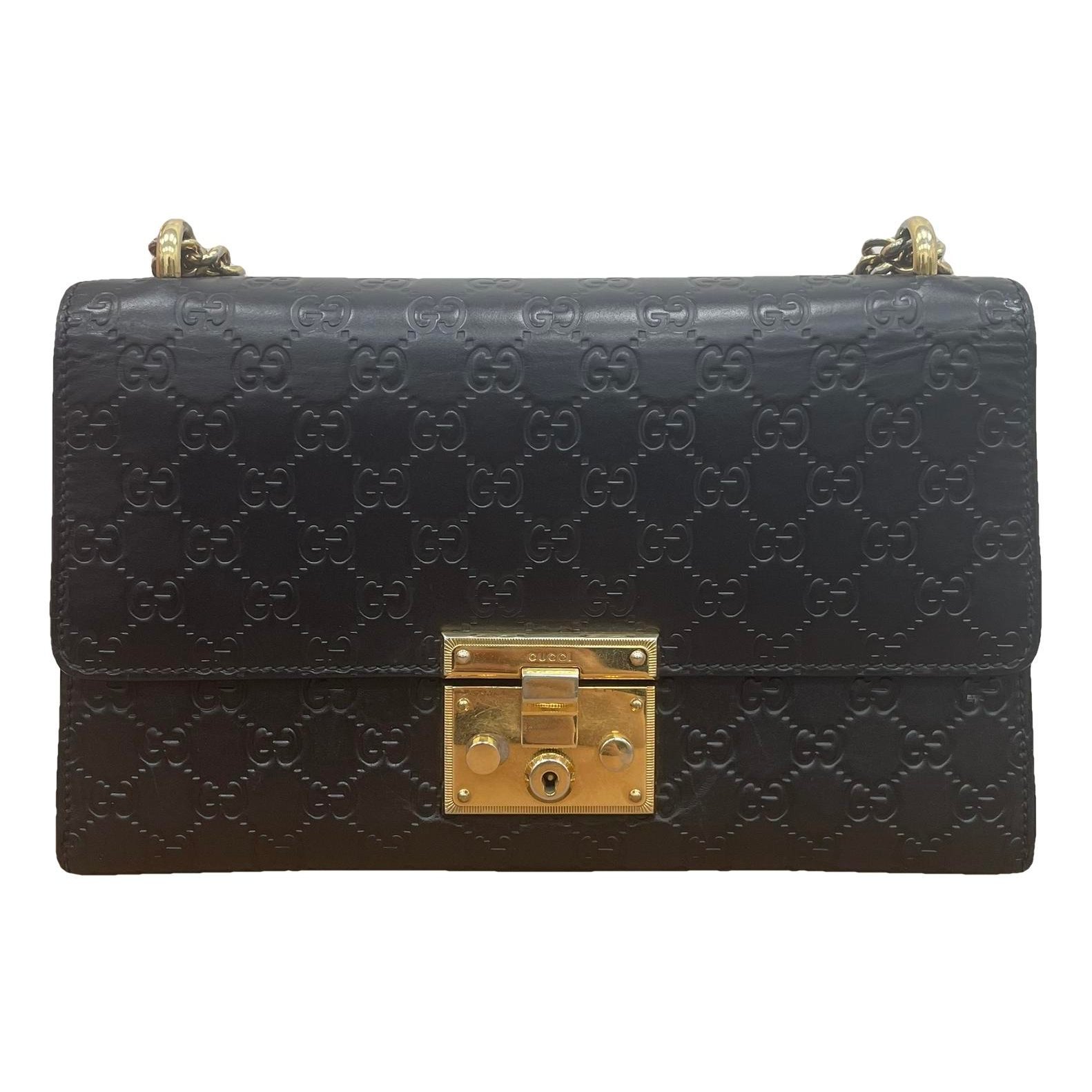 Padlock leather handbag