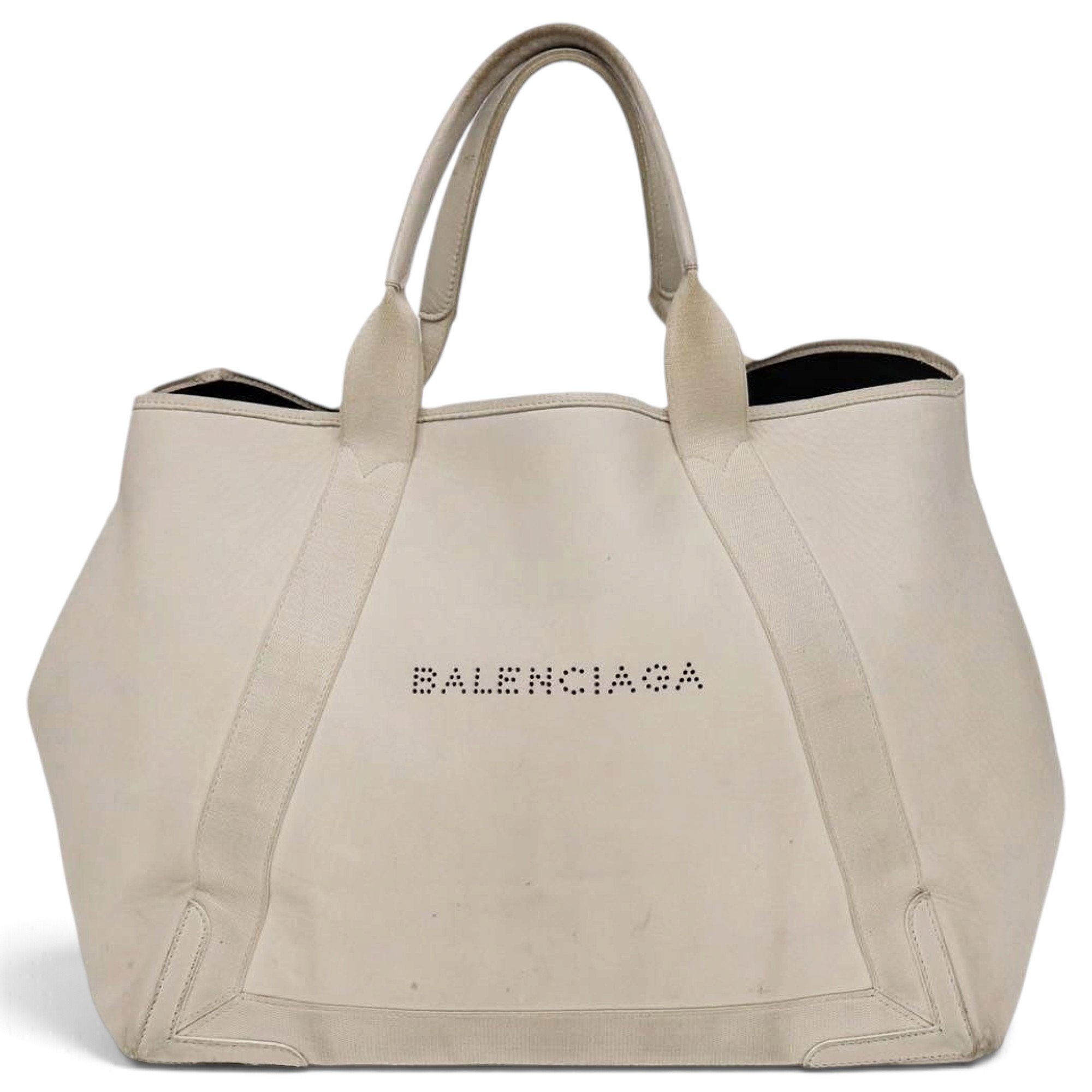 Navy cabas leather handbag