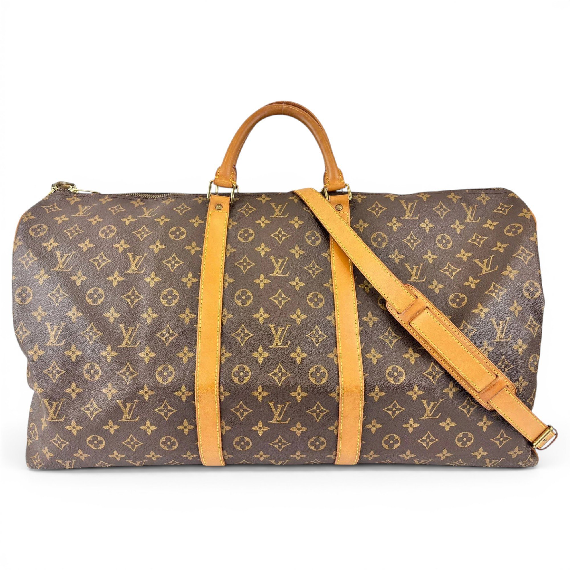 Louis Vuitton Keepall leather travel bag