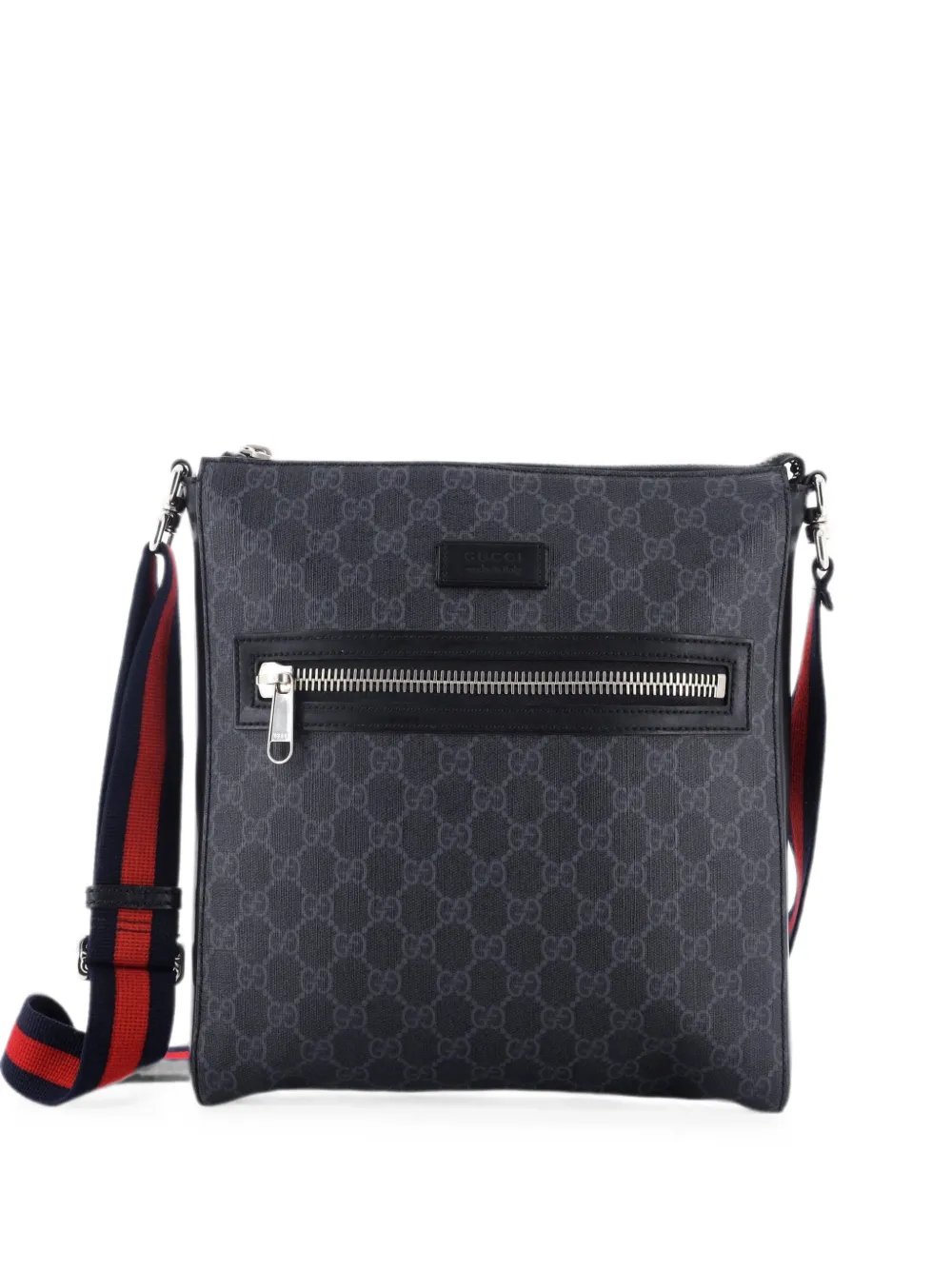 Web Strap Front Zip Messenger Bag GG Coated Canvas Medium crossbody bag