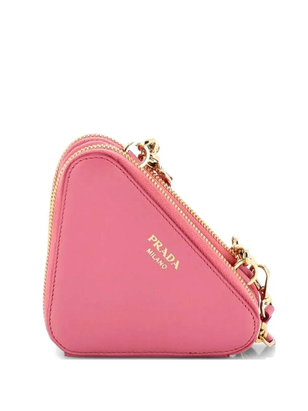 Triangle Logo Zip Around Shoulder Bag Raffia and Leather Mini crossbody bag