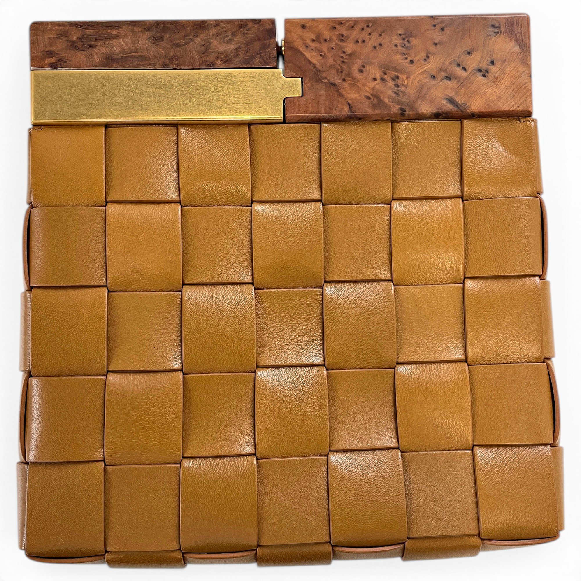 Snap leather clutch bag
