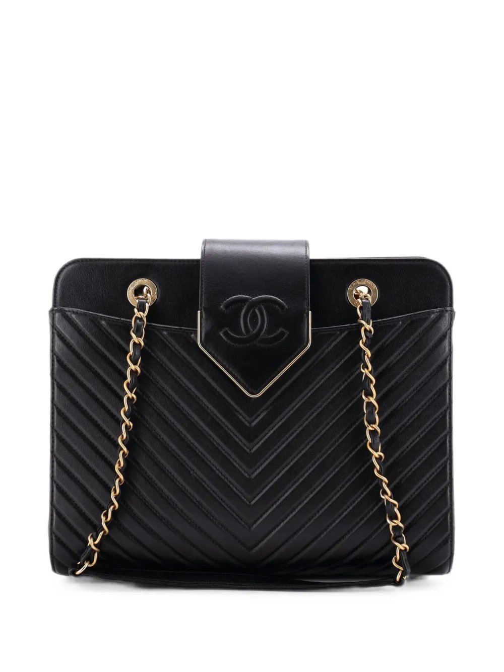 Collar and Tie Tote Chevron Sheepskin Small shoulder bag