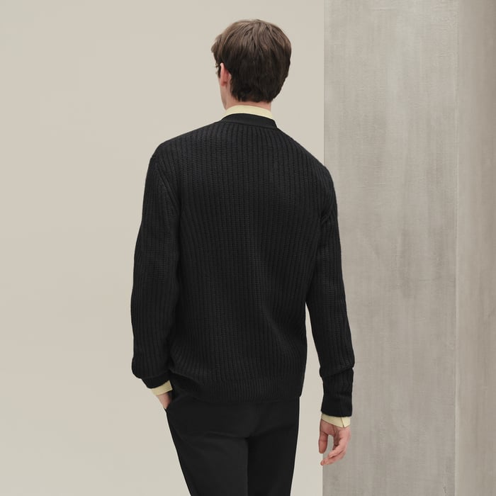 Noir "Soie d'Hiver" Buttoned Cardigan