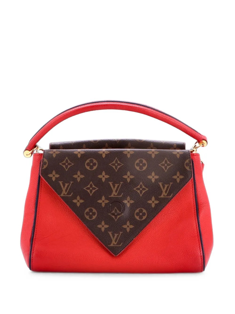 Double V Handbag Calfskin with Monogram Canvas satchel