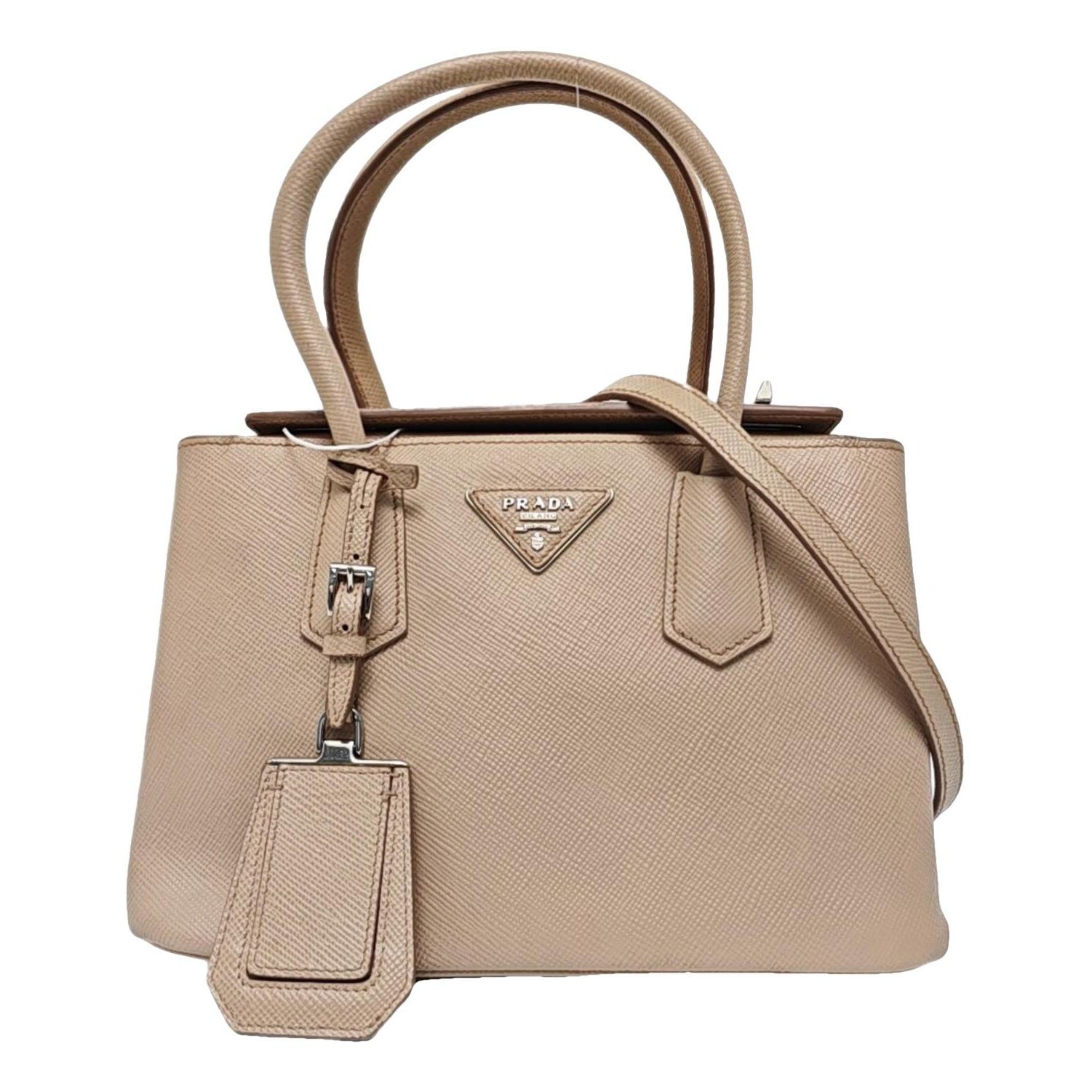 Double leather handbag