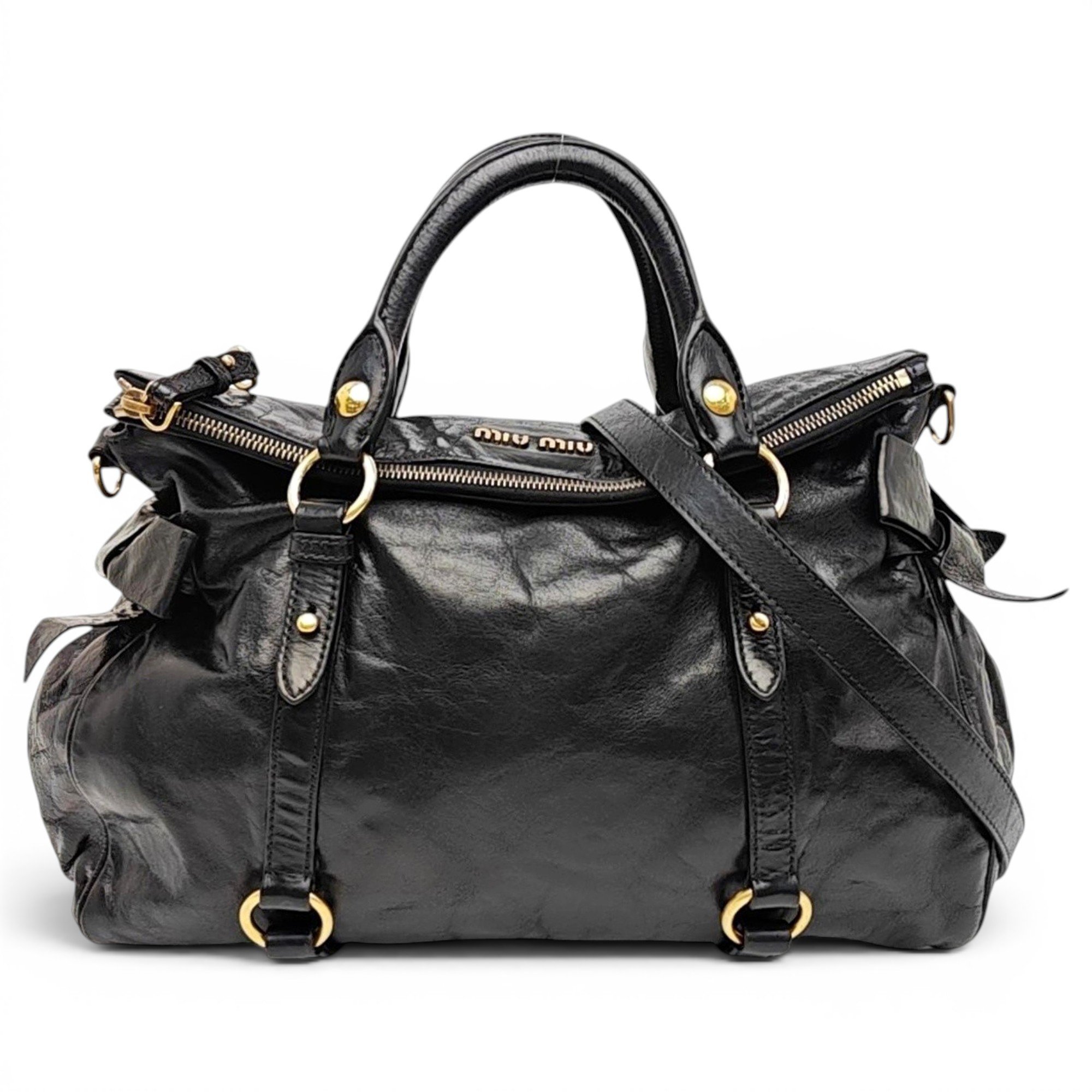 Bow bag leather handbag