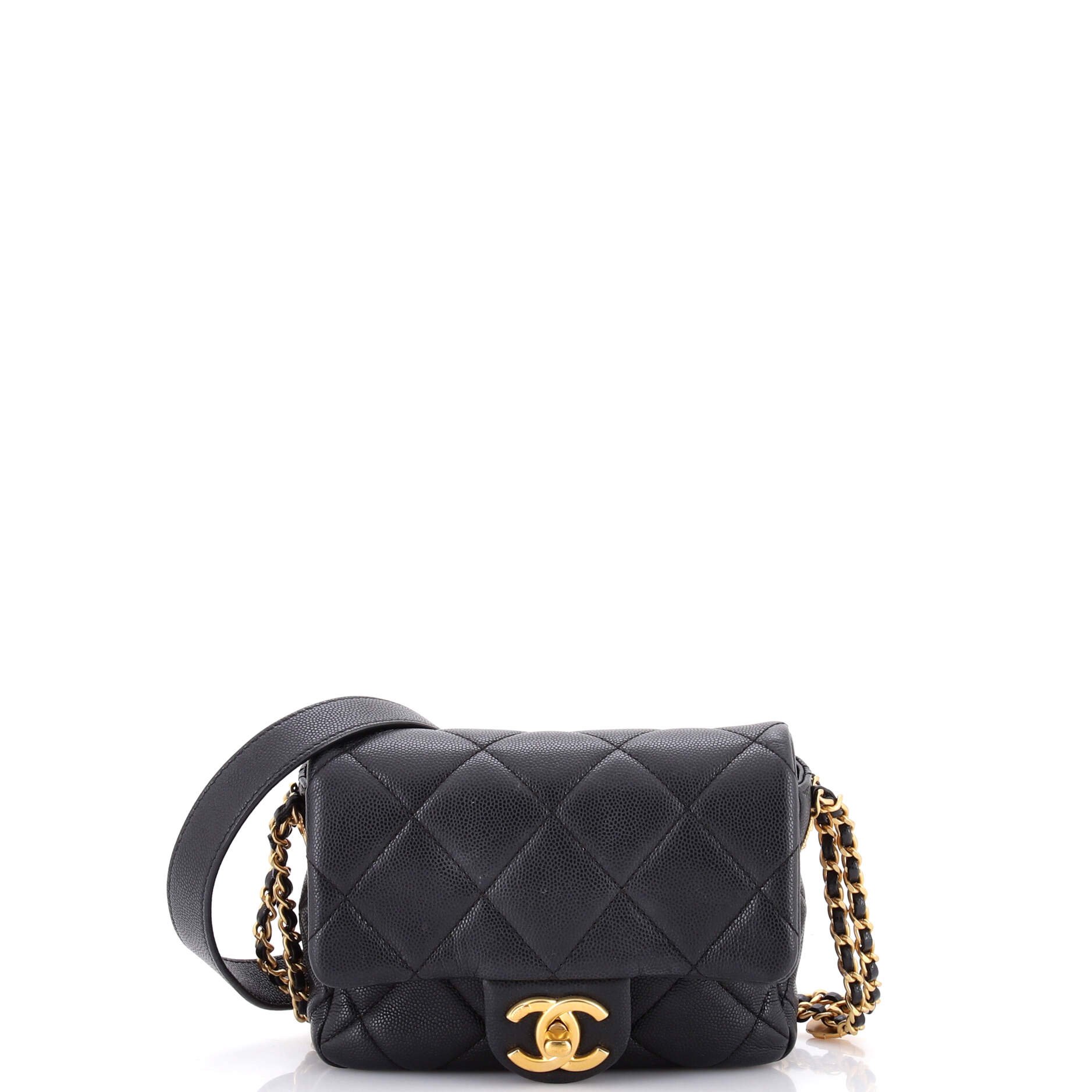Chanel Twist Your Buttons Flap Bag Quilted Caviar Mini