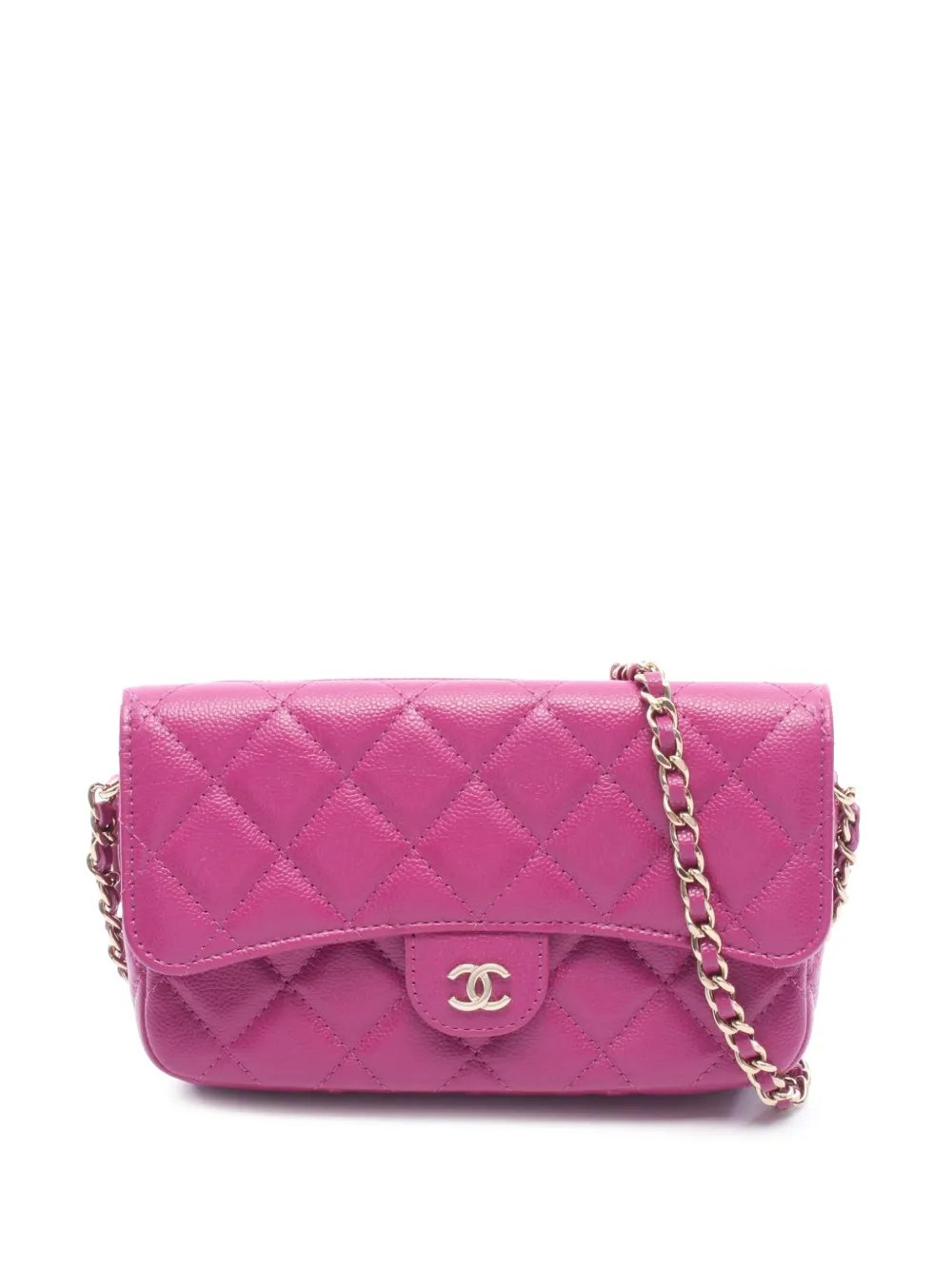 2021-2026 CC Quilted Caviar Flap Phone Holder Wallet on Chain crossbody bag