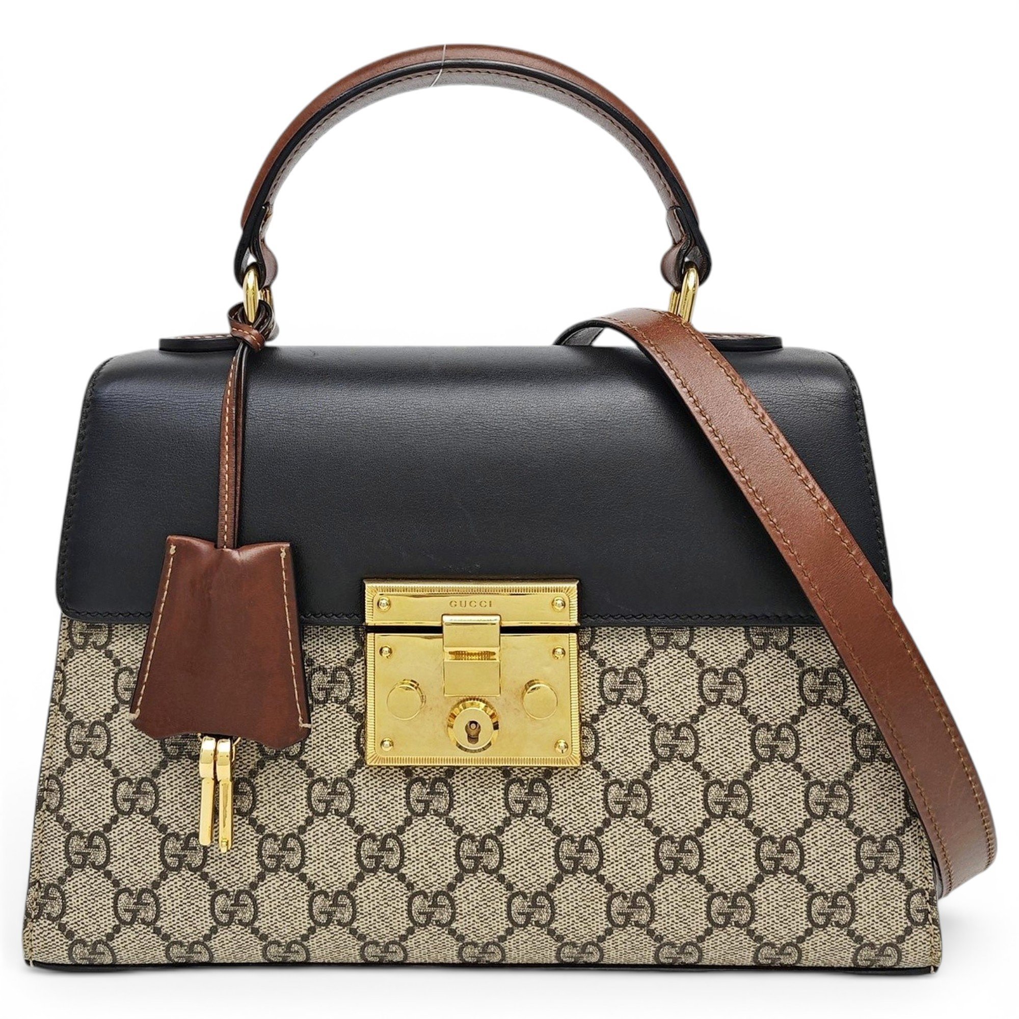 Padlock leather handbag