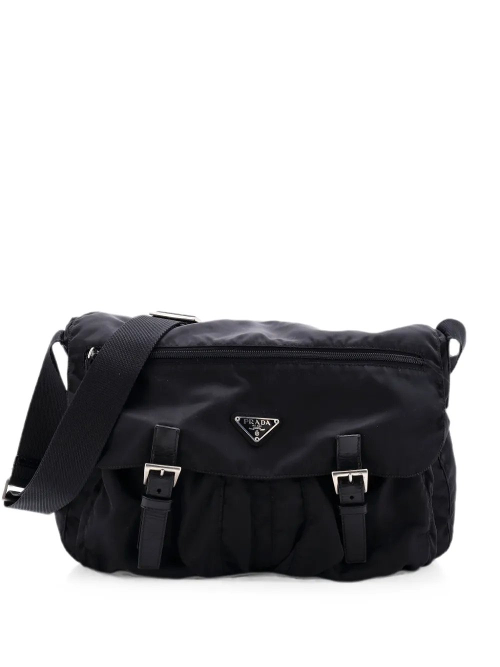Vintage Double Buckle Flap Messenger Bag Tessuto crossbody bag