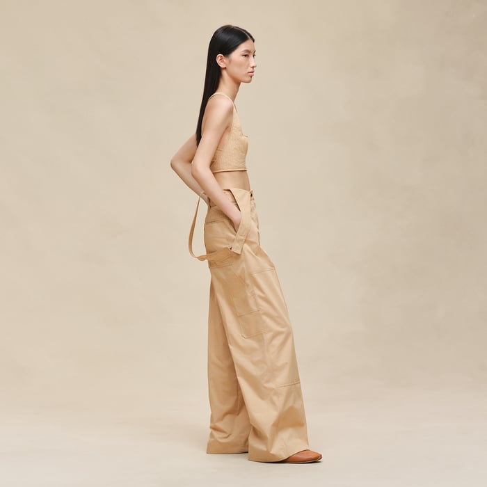 Beige Cajou Overalls Pants
