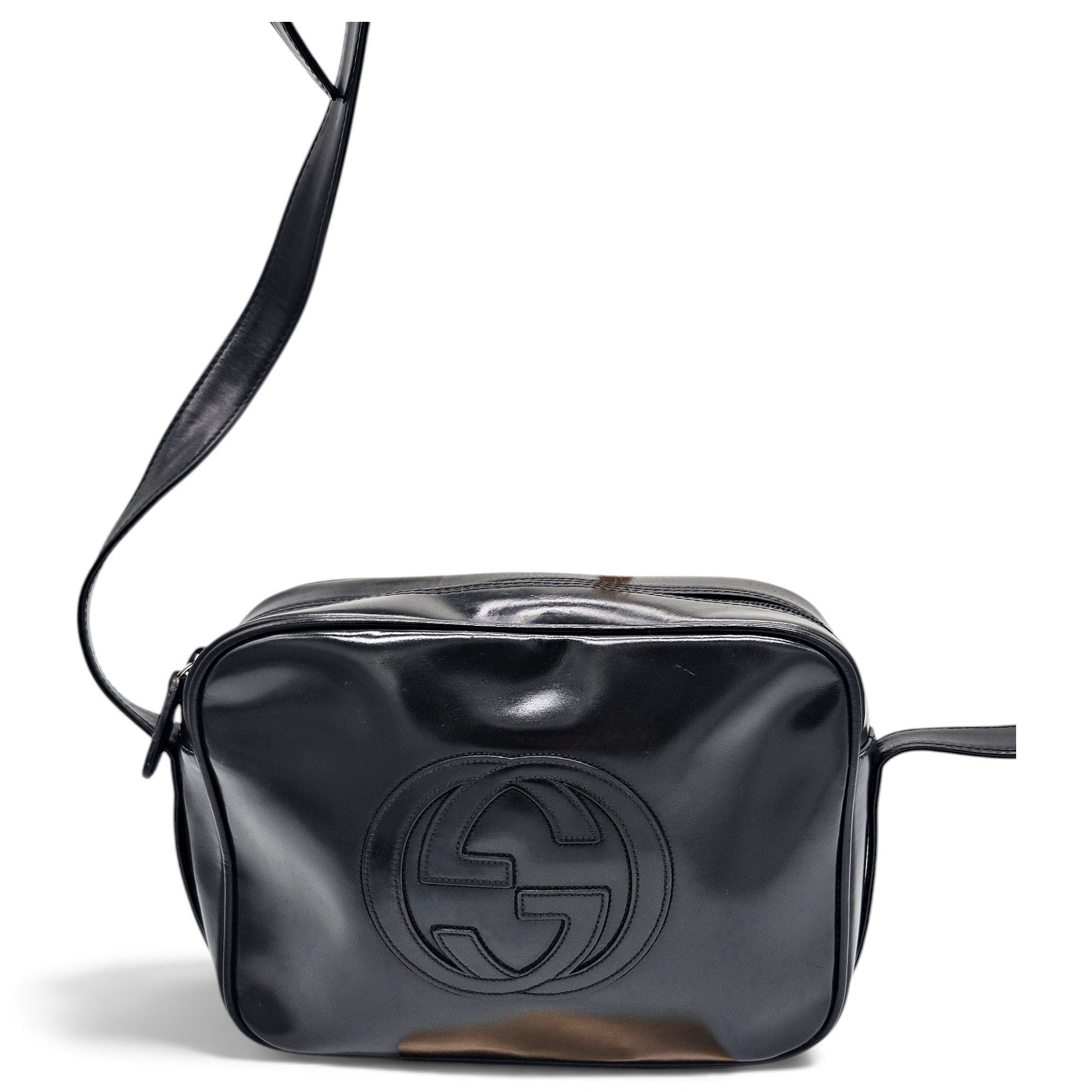 Interlocking patent leather crossbody bag