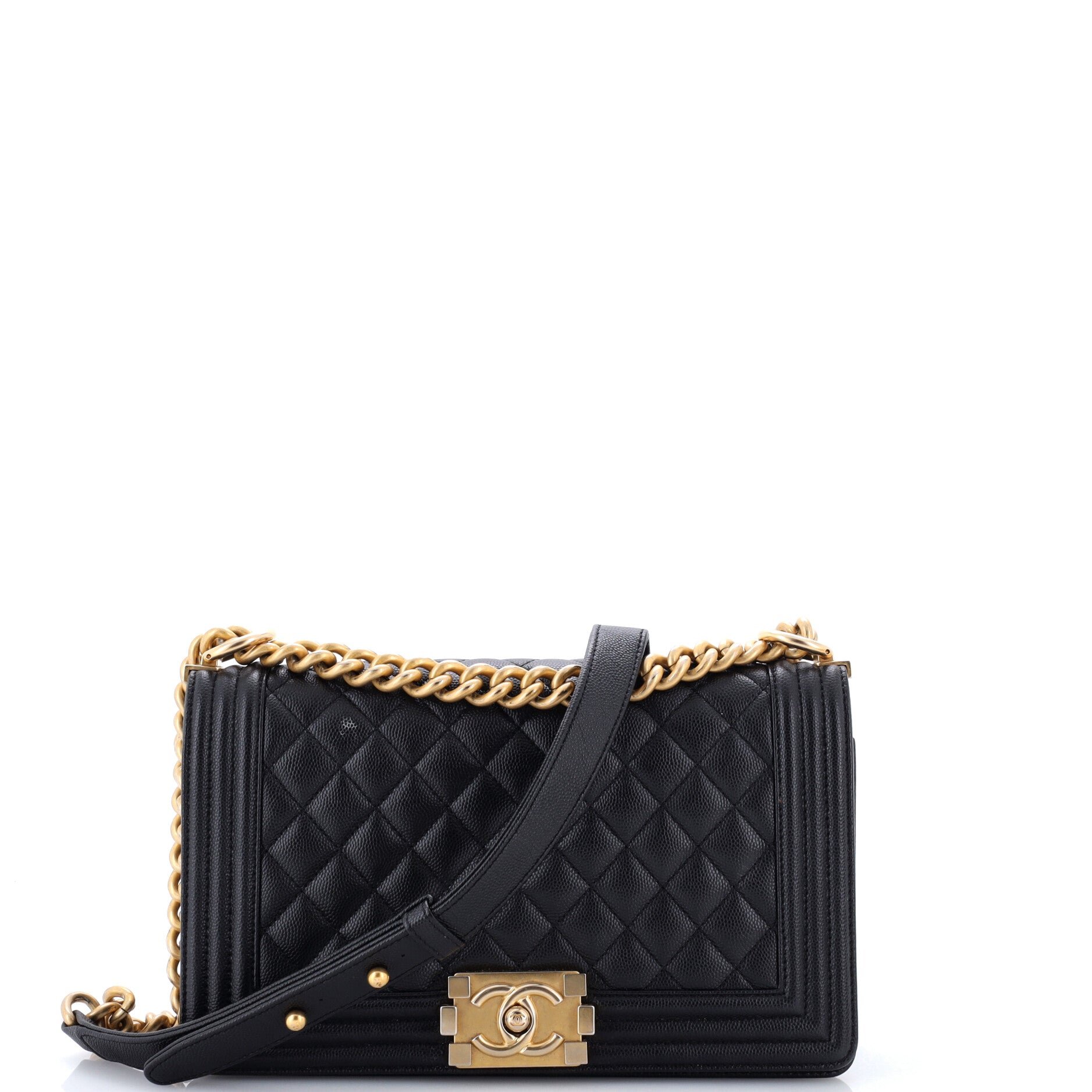 Boy Flap Bag Quilted Caviar Old Medium