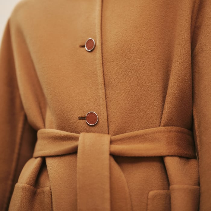 Marron Caramel Cashmere Wrap Coat