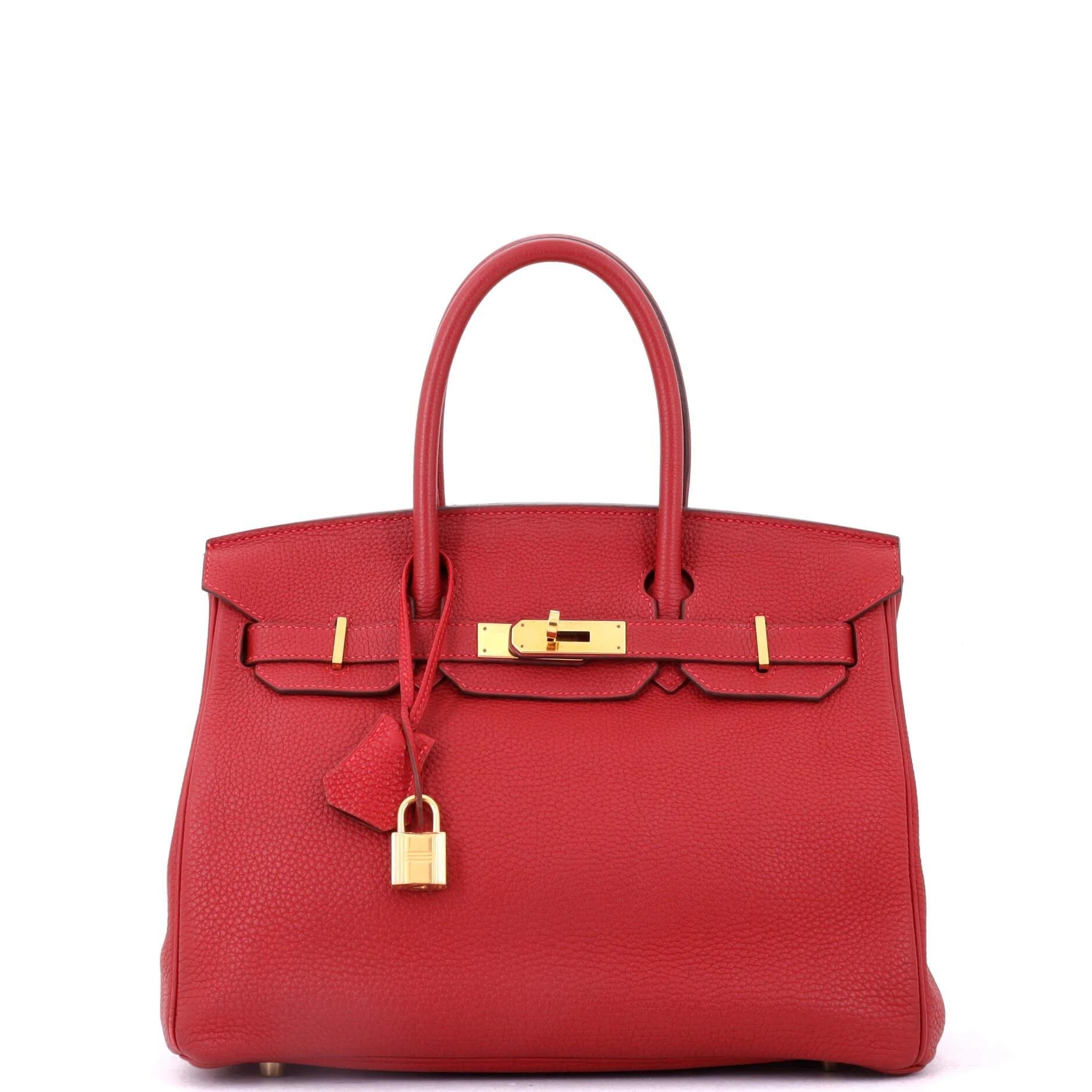 Hermes Birkin 30 Handbag Rouge Vif Togo Leather 2017
