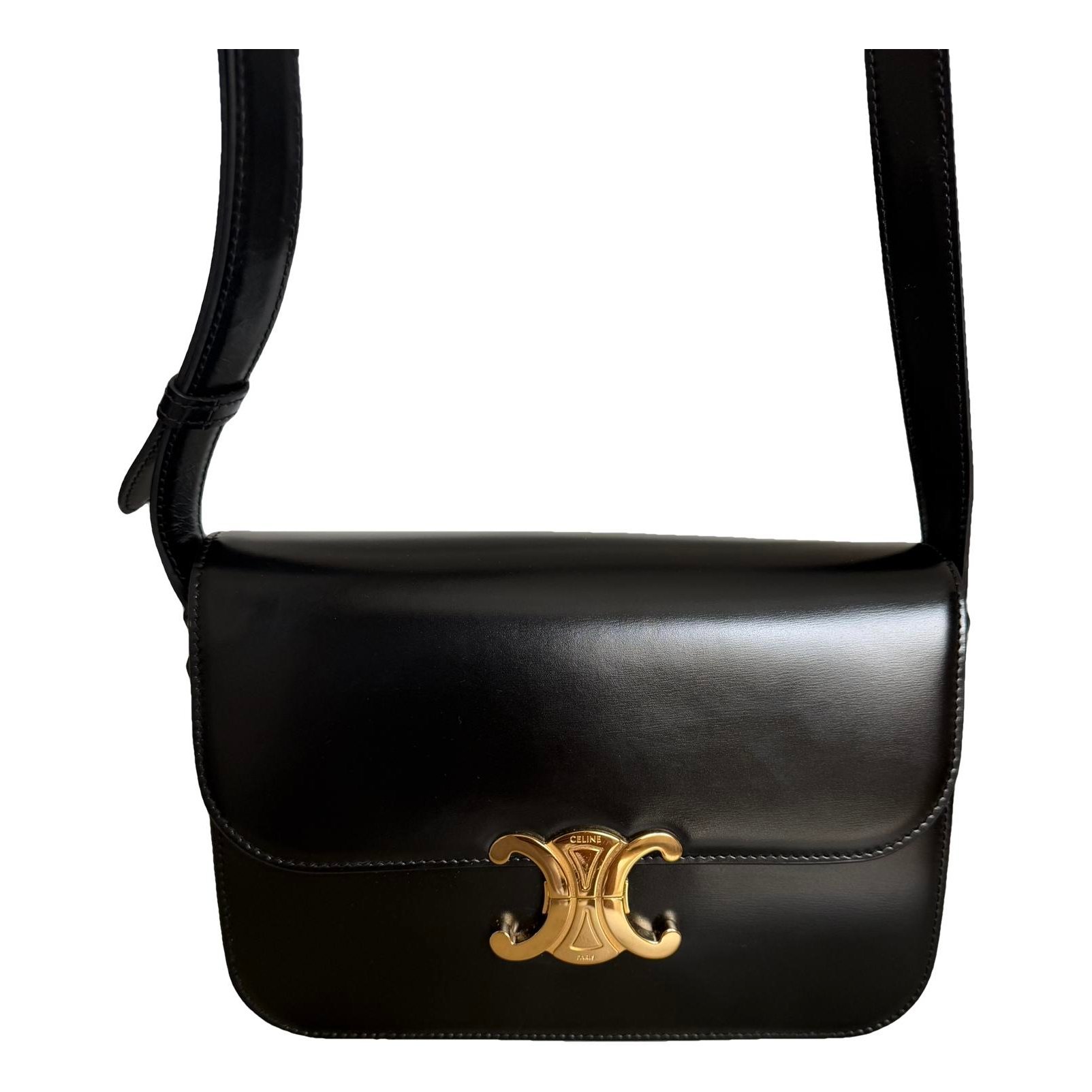 Triomphe patent leather crossbody bag