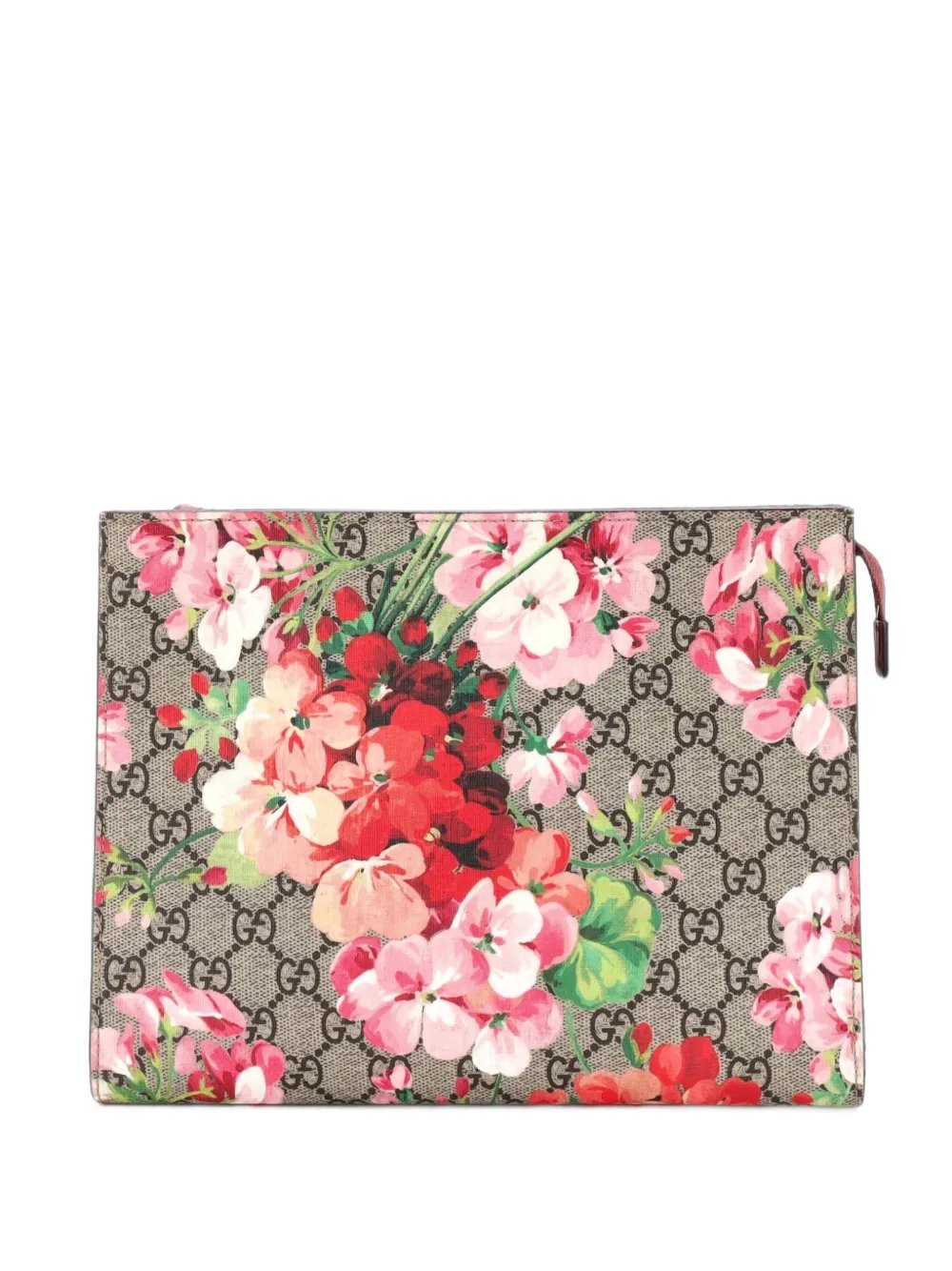 Toiletry Pouch Blooms Print GG Coated Canvas Large clutch bag