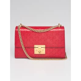 Gucci Gucci Red Guccissima Leather Padlock Medium Shoulder Bag