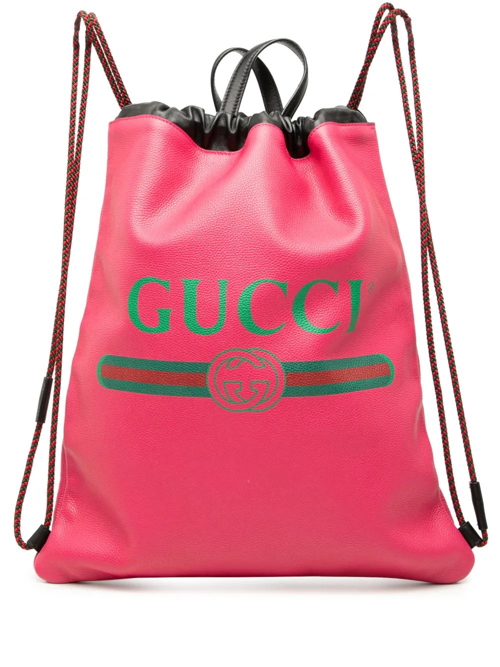 2000-2015 Leather Logo Drawstring backpack