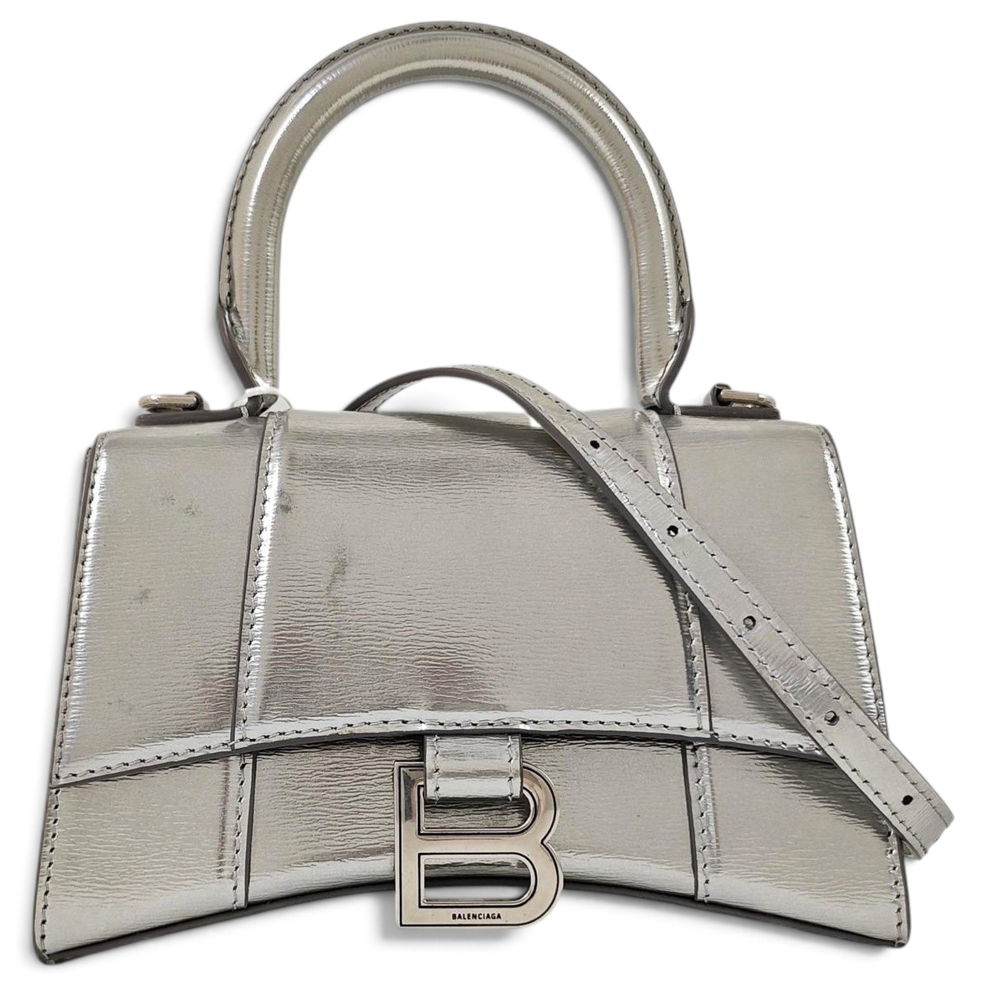 Hourglass leather handbag