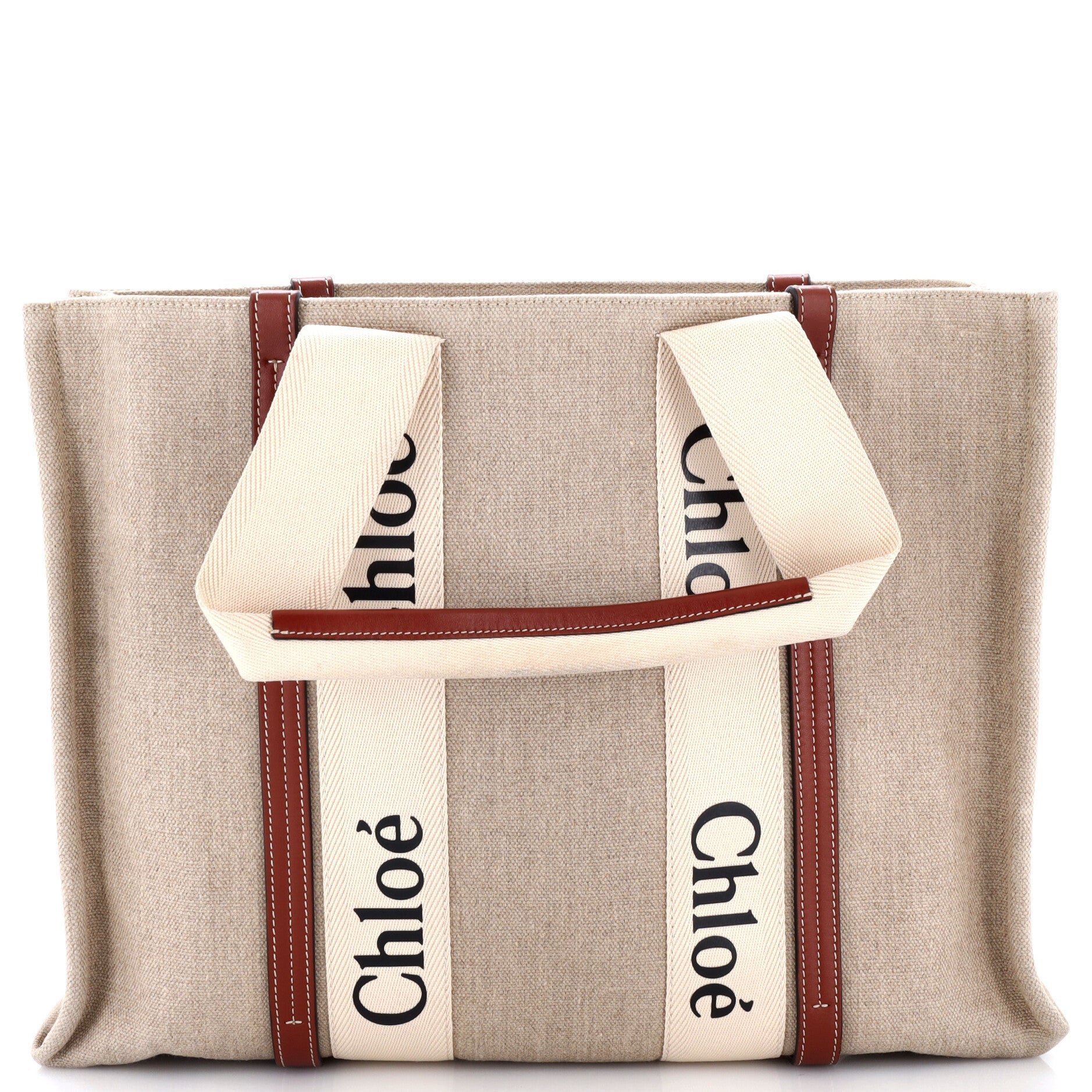 Woody Tote Canvas with Leather Large