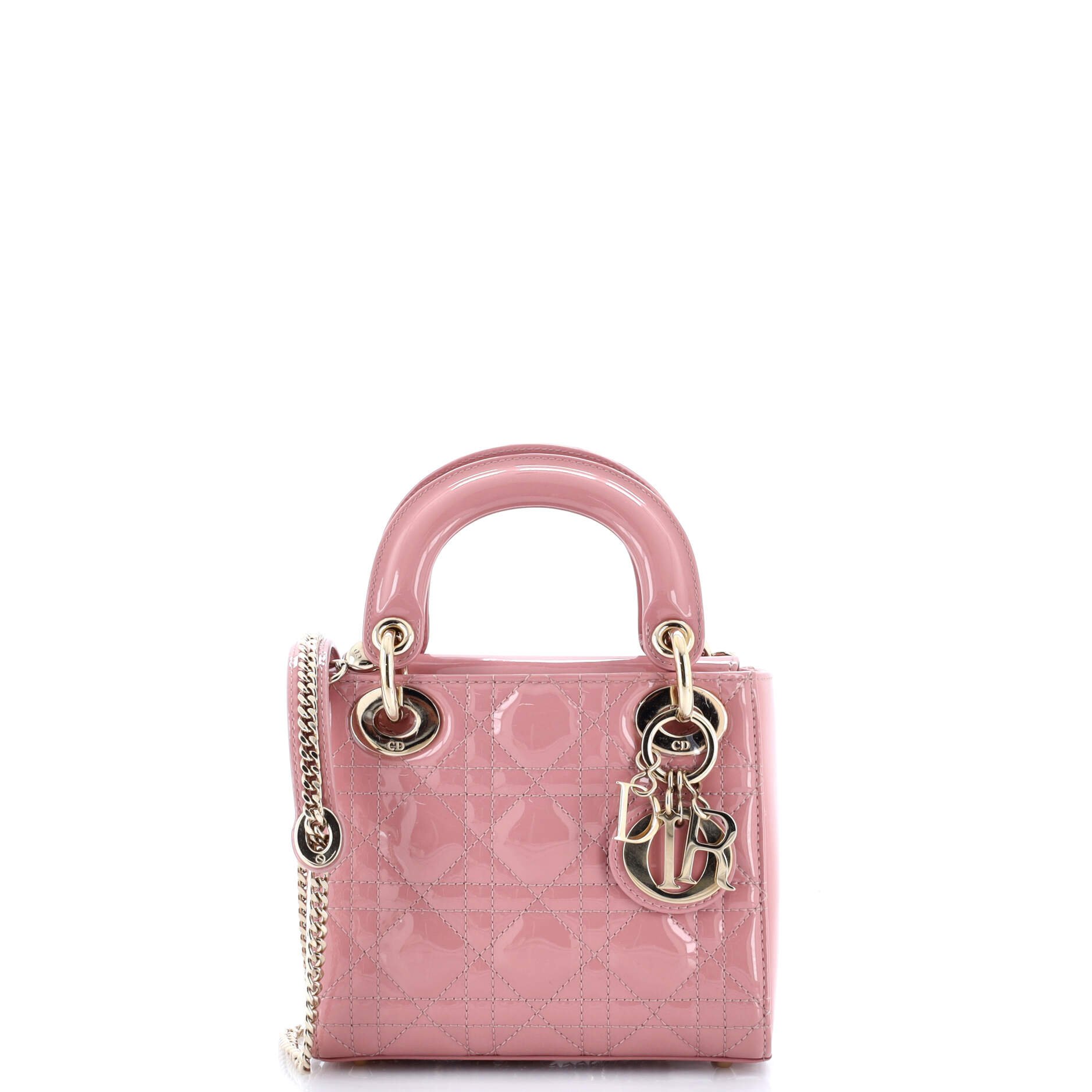 Dior Lady Dior Chain Bag Cannage Quilt Patent Mini