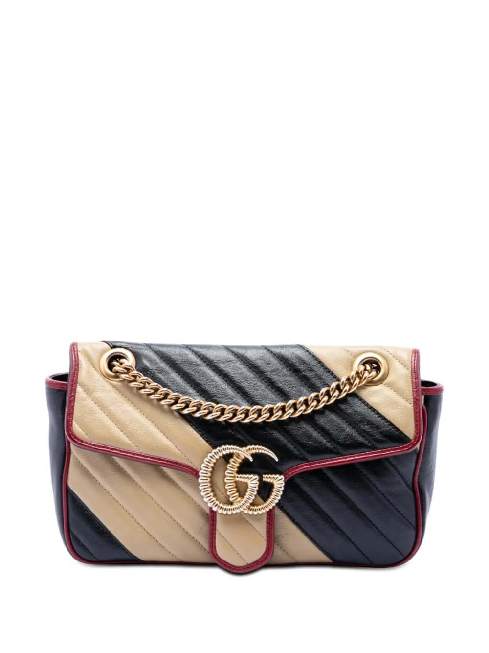 2016-2026 Medium GG Marmont Bicolor Matelasse Diagonal Leather Torchon shoulder bag