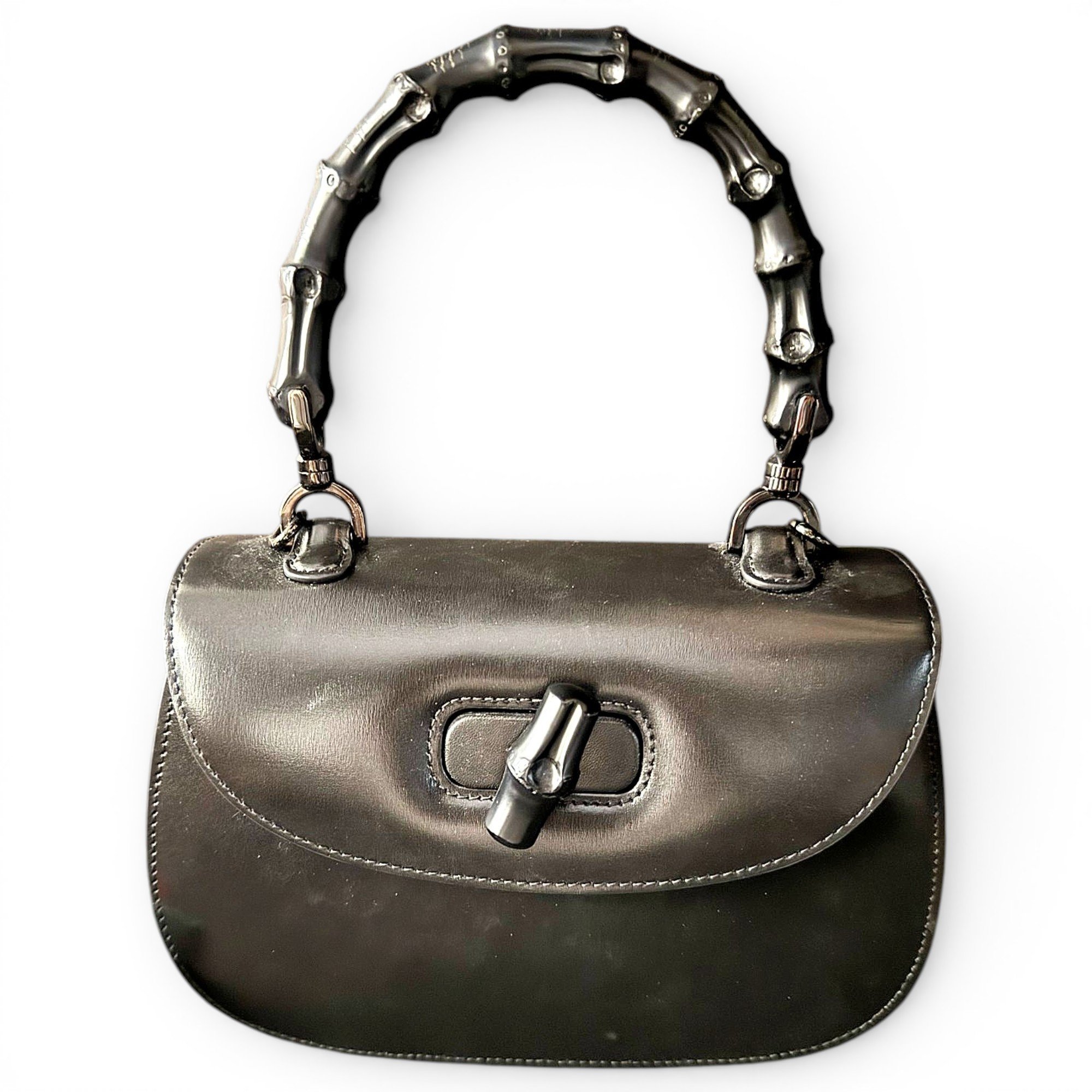 Bamboo Top Handle leather handbag