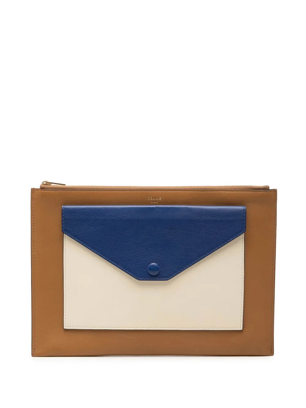 2014 Tricolor Leather Pocket Envelope Zip clutch bag