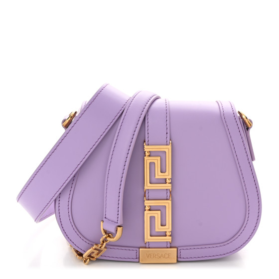 Versace Calfskin Small Greca Goddess Shoulder Bag Lilac