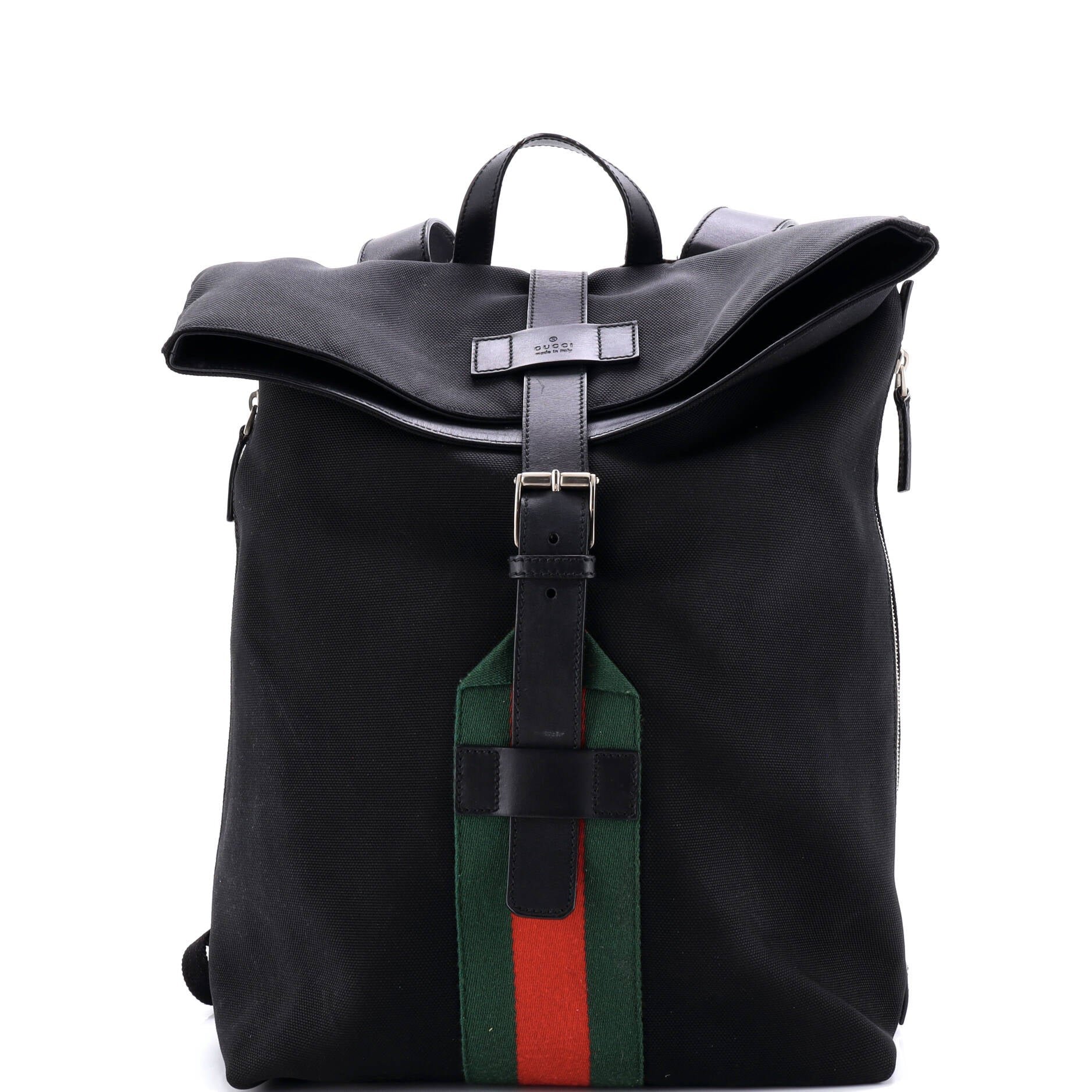 Gucci Web Fold Over Backpack Techno Canvas Medium