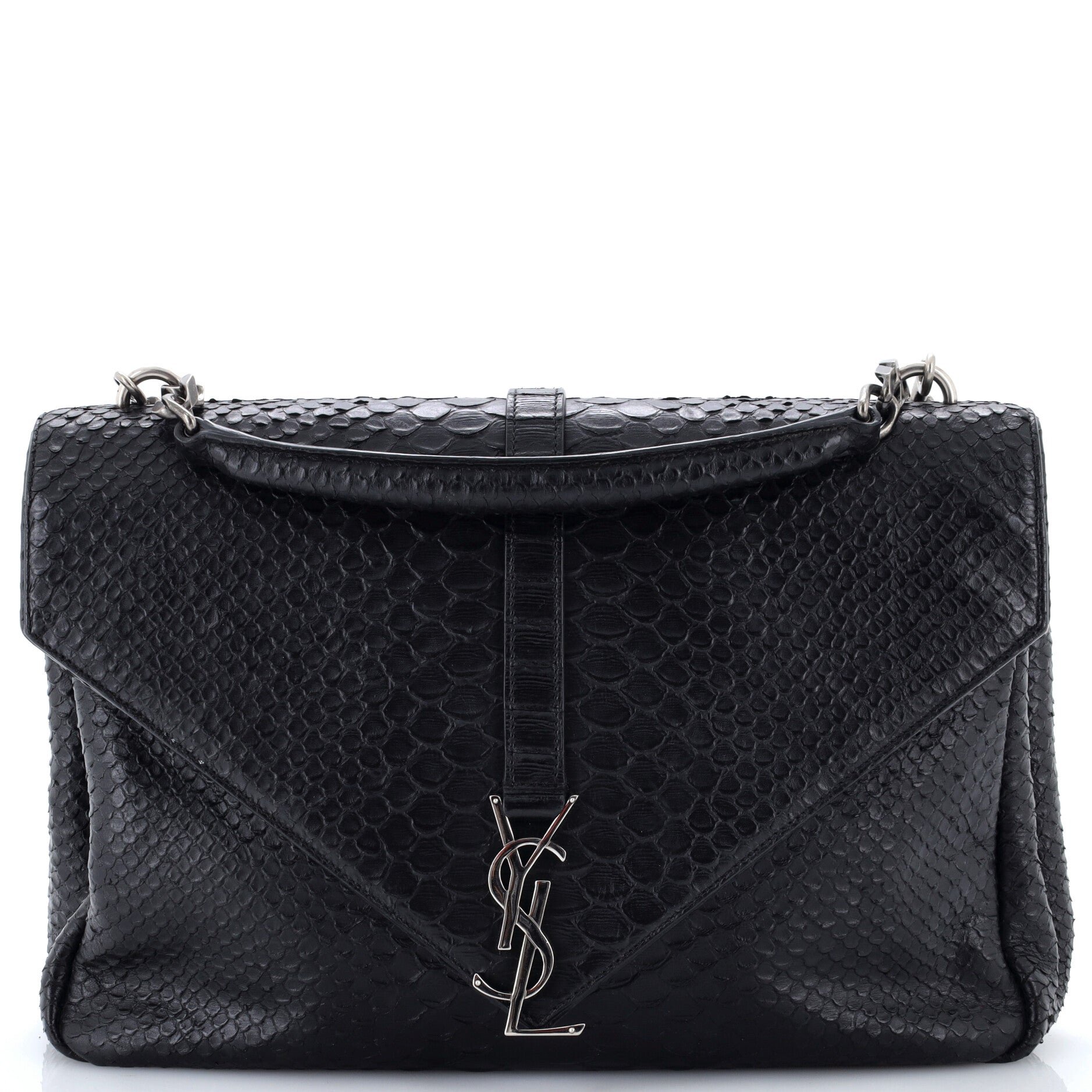 Classic Monogram College Bag Python Embossed Leather Large