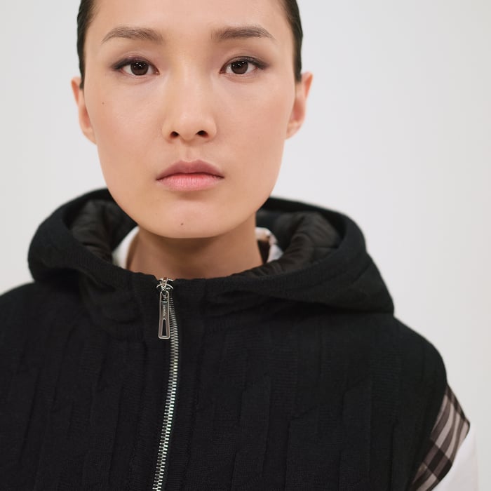 Noir "H" Quilted Sleeveless Jacket