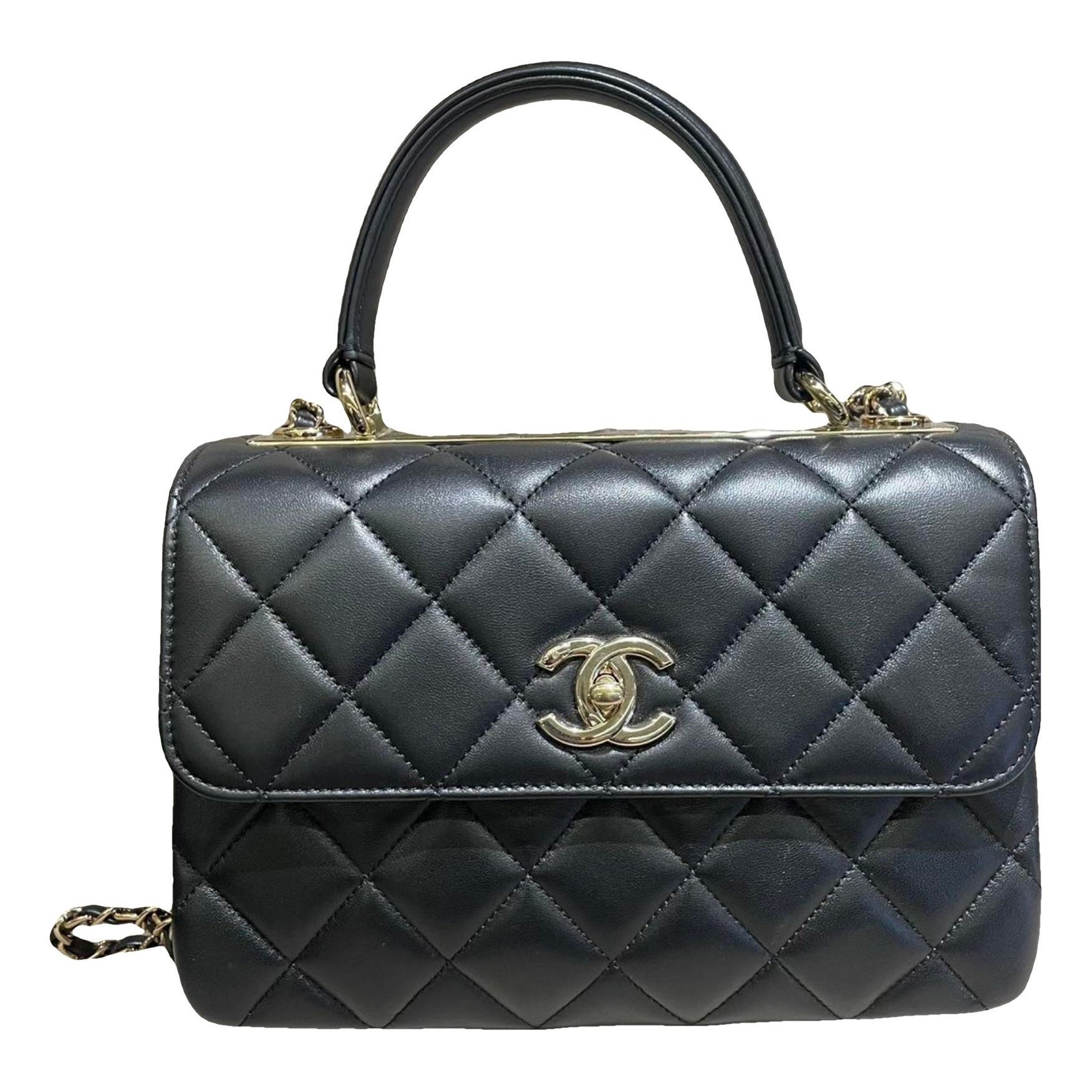 Trendy CC Top Handle leather handbag