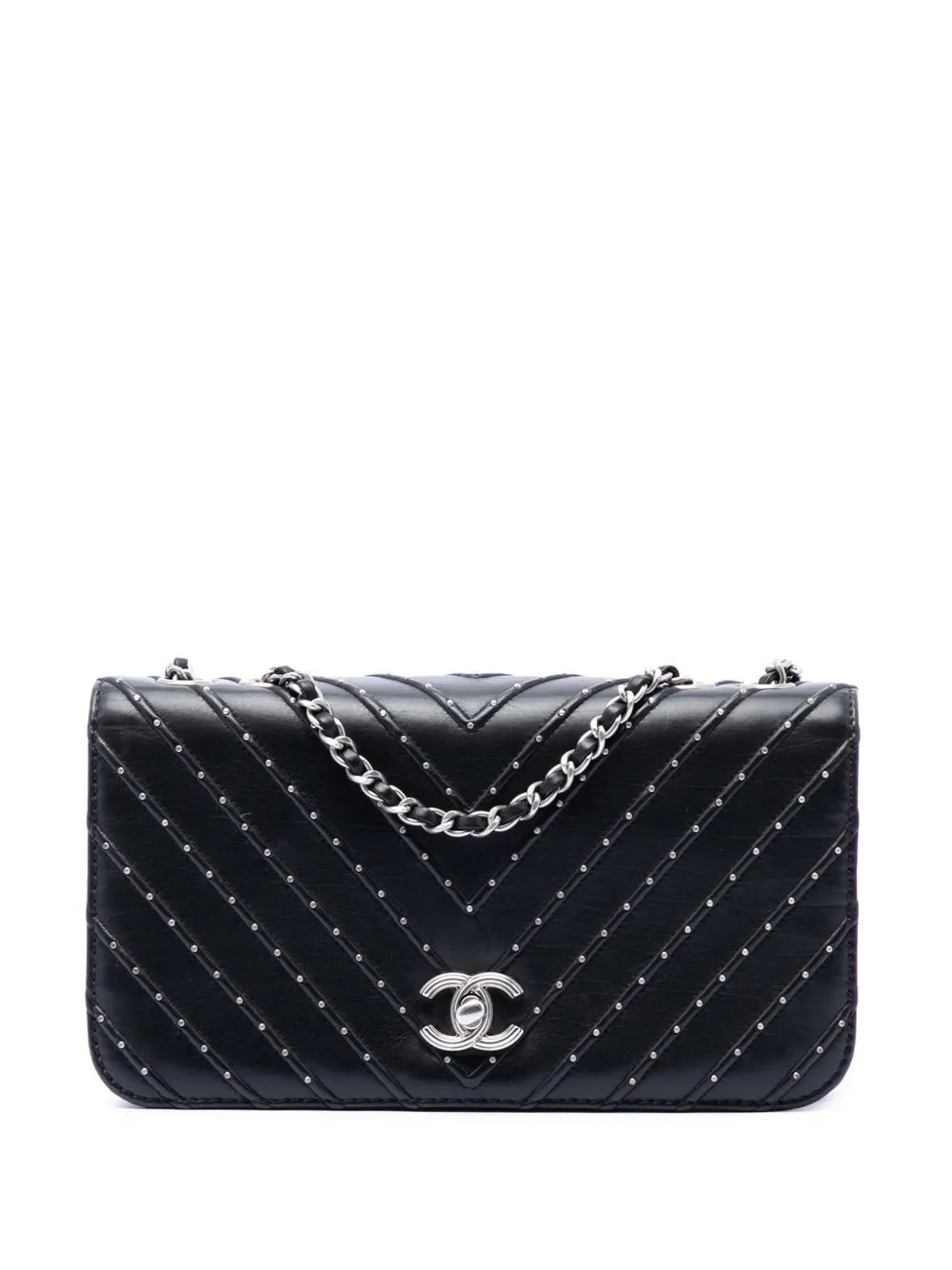 2018 Chevron Lambskin Stud Wars Full Flap shoulder bag
