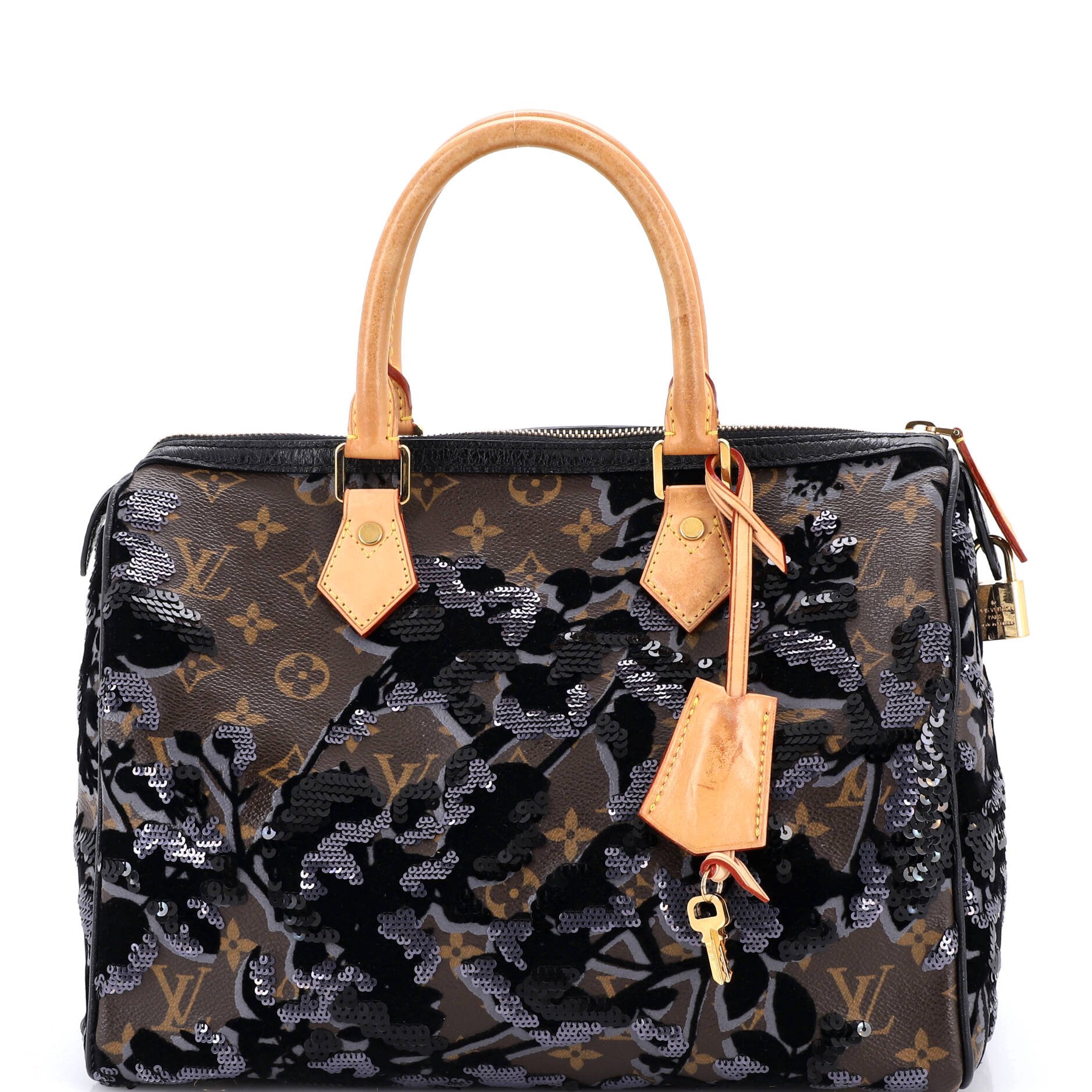 Louis Vuitton Speedy Handbag Fleur De Jais Monogram Canvas 30