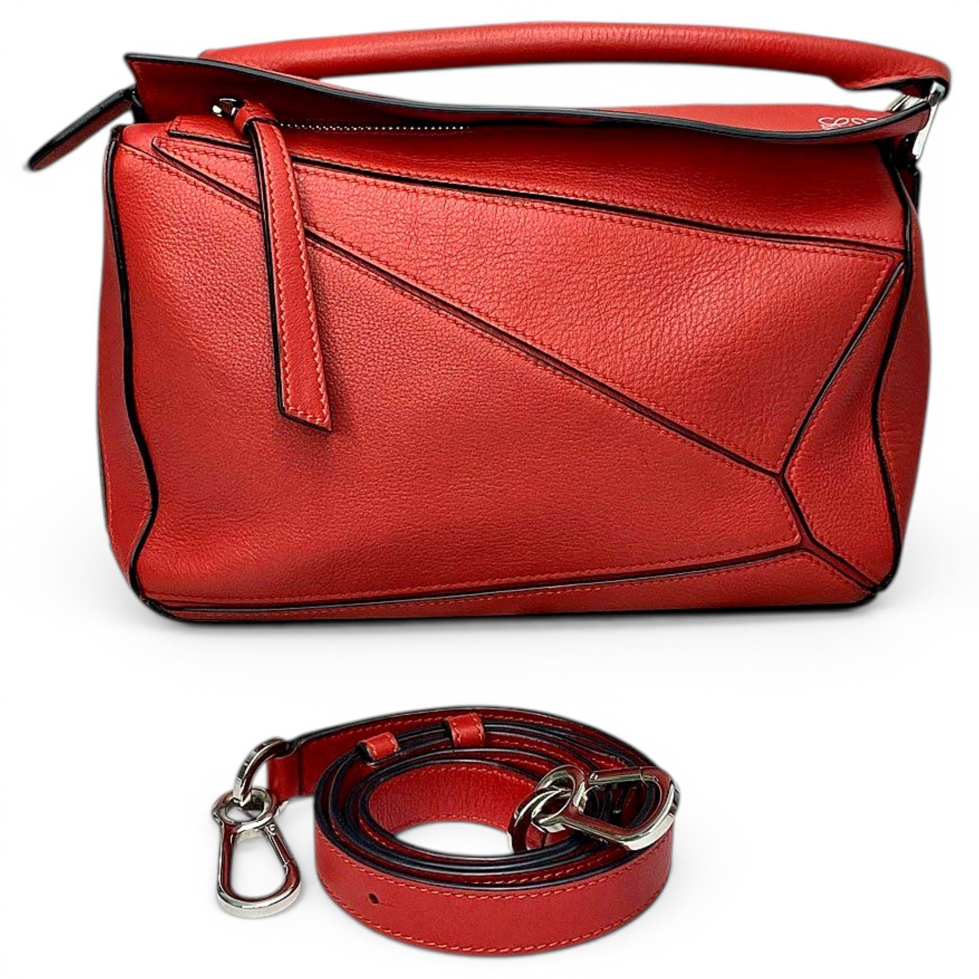 Puzzle leather handbag