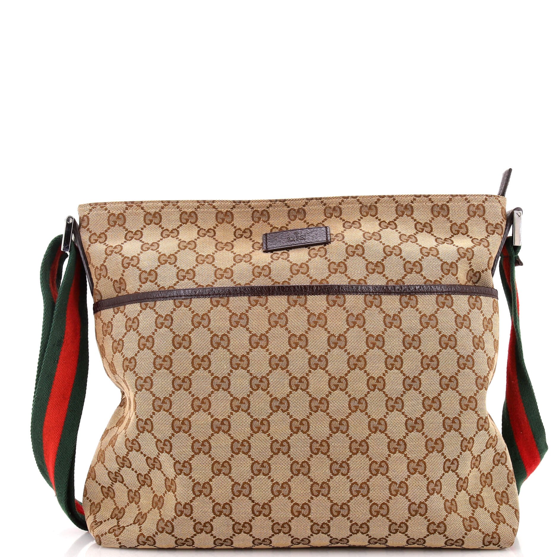 Web Strap Zip Messenger Bag GG Canvas Medium