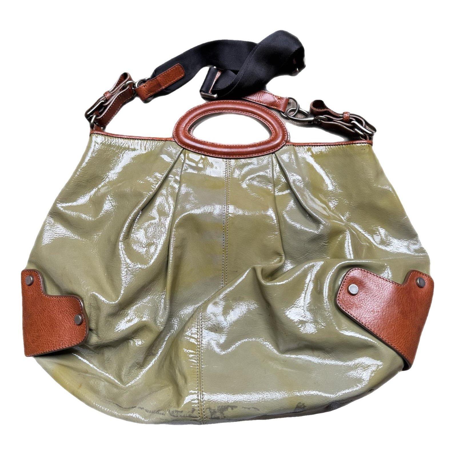 Moon patent leather handbag
