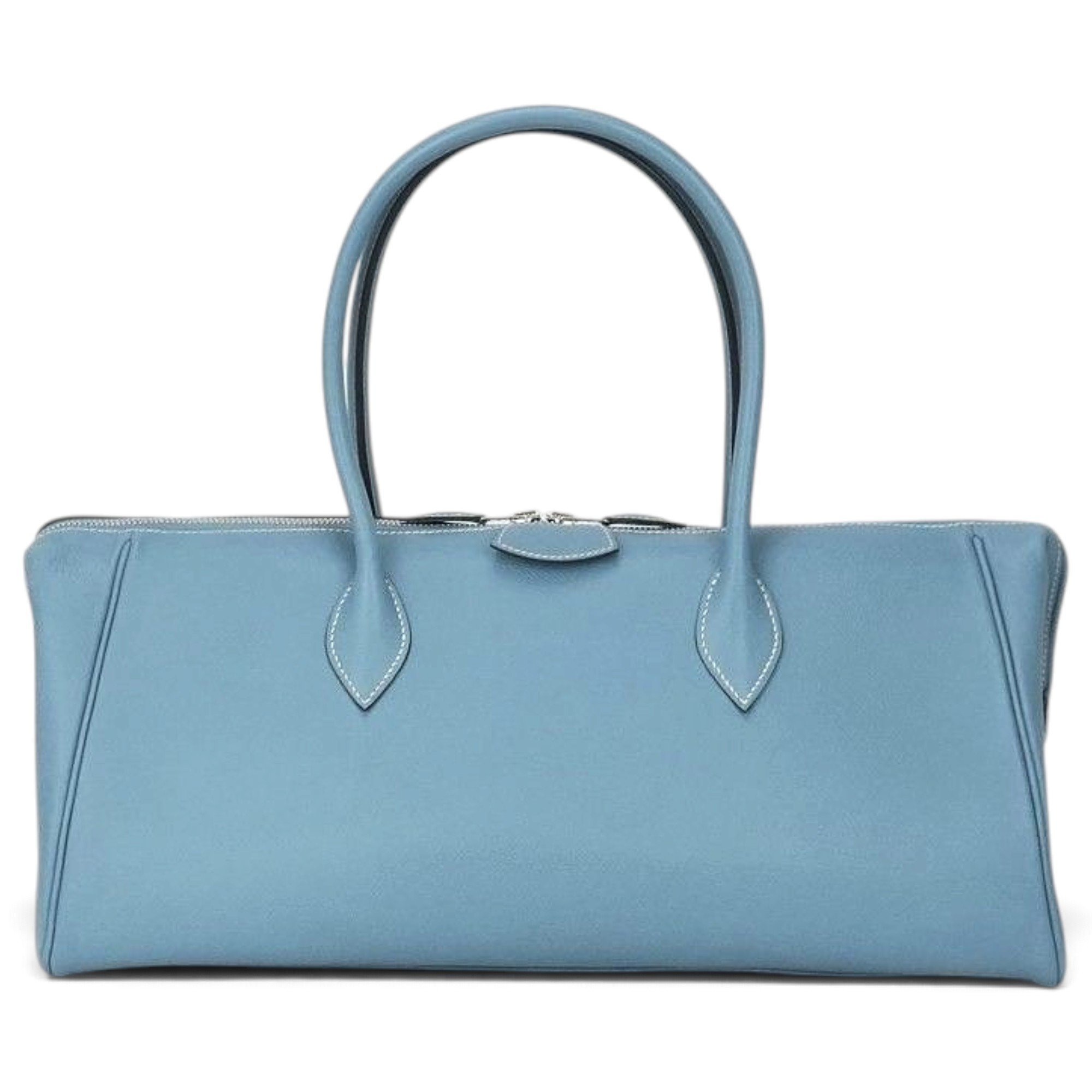 Hermes Paris Bombay Handbag Blue Jean Epsom Leather