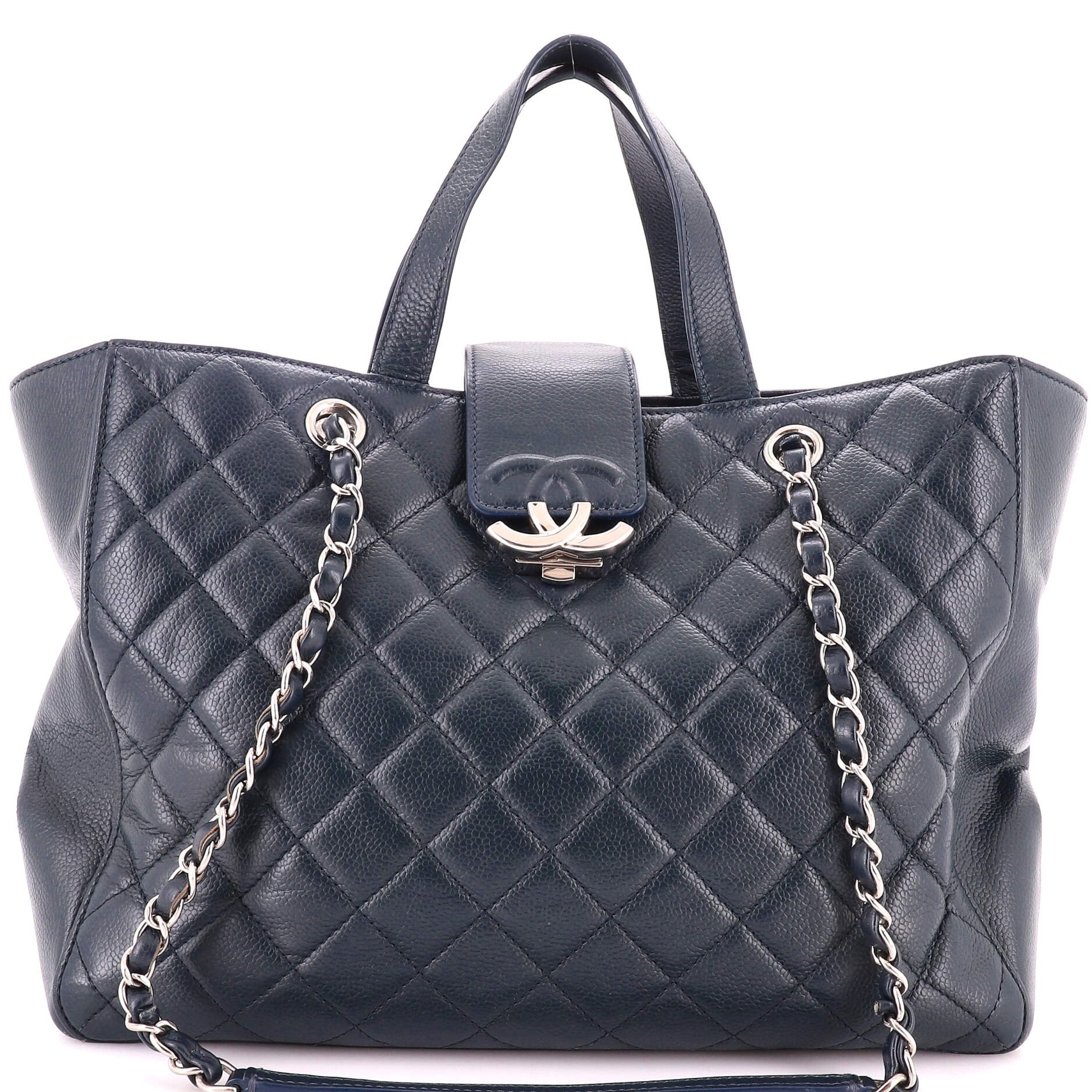 CC Box Shopping Tote Quilted Caviar Large
