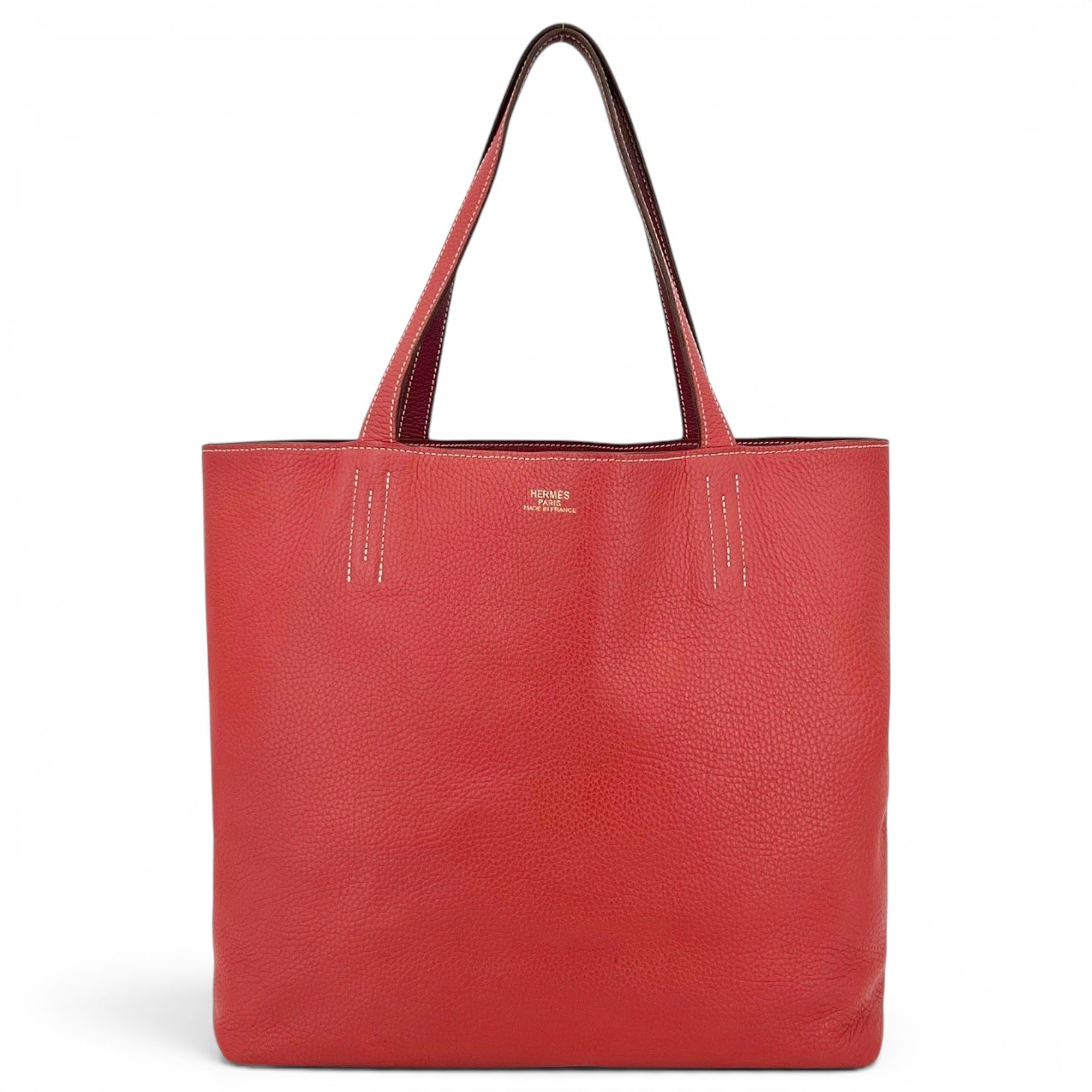 Double sens leather handbag